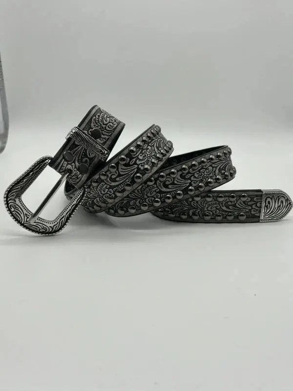 Japanese Brand Gothic Studded Belt (cement gray) Size ONE SIZE - 5 Thumbnail