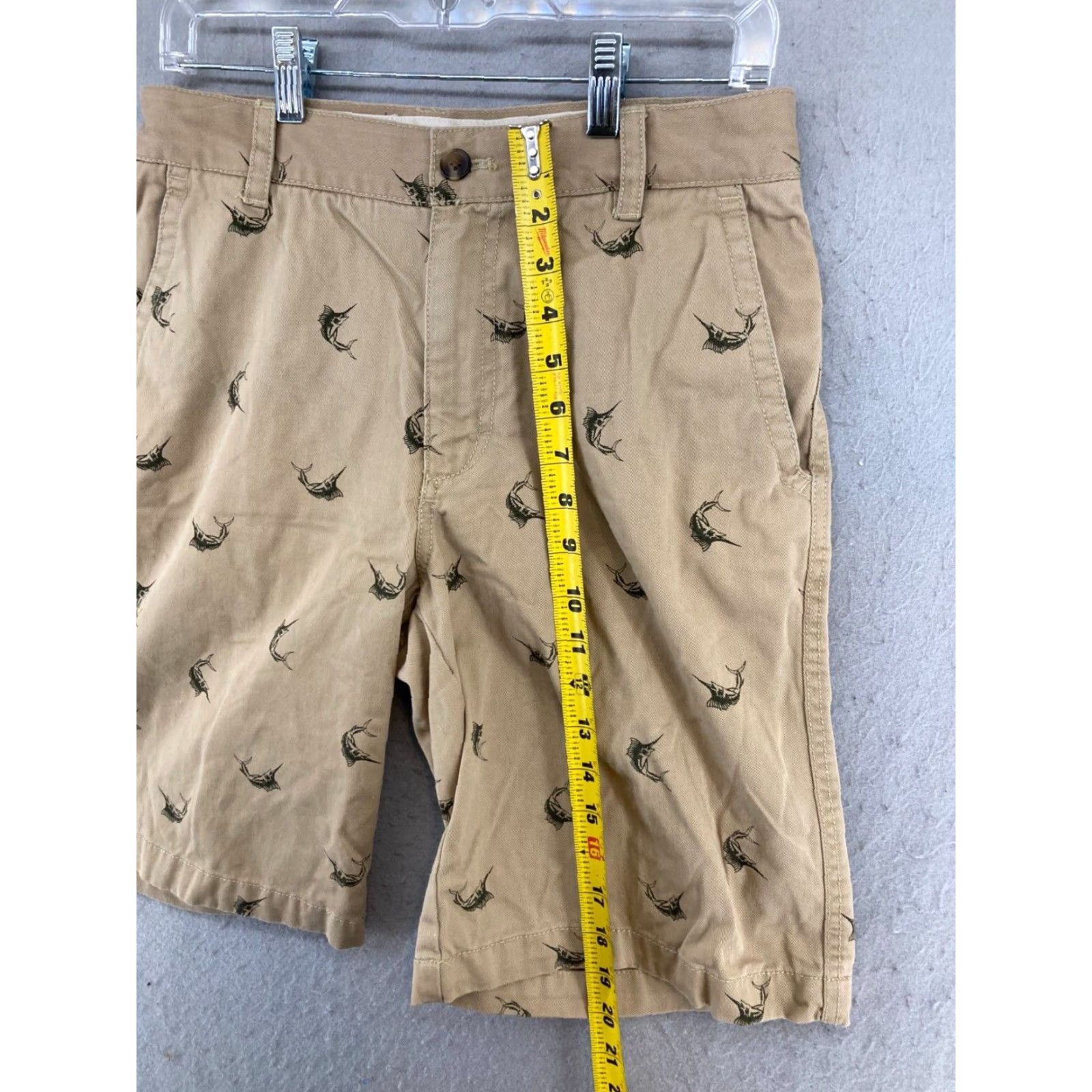 Izod IZOD Mens Shorts 30 Khaki Marlin Print All Over Preppy Outdoor - Beige Cotton Chino Short Adult Regular 30 Men's Size US 30 / EU 46 - 3 Thumbnail