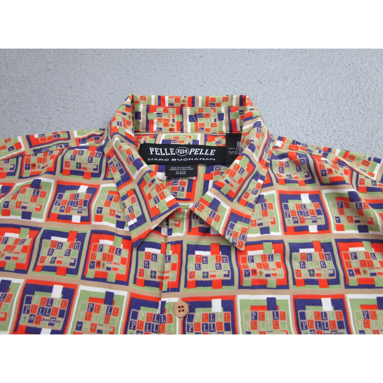 Pelle Pelle Pelle Pelle Shirt Mens XL Geometric Print Marc Buchanan Button Up 90s Size US XL / EU 56 / 4 - 3 Thumbnail