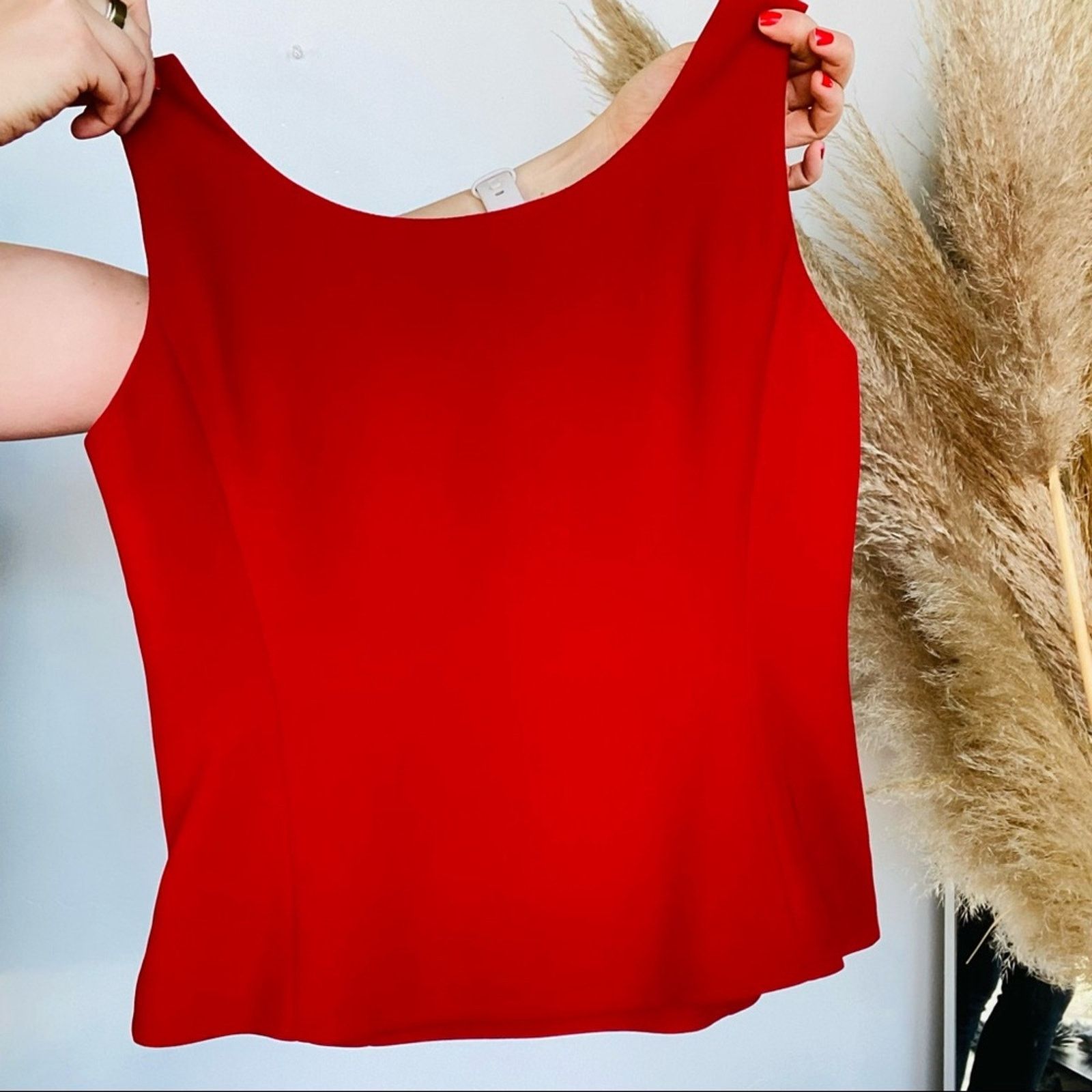 Vintage VINTAGE LE SUIT Red Scoop Tank Top Crop Shell Blouse Shirt Size S / US 4 / IT 40 - 4 Thumbnail