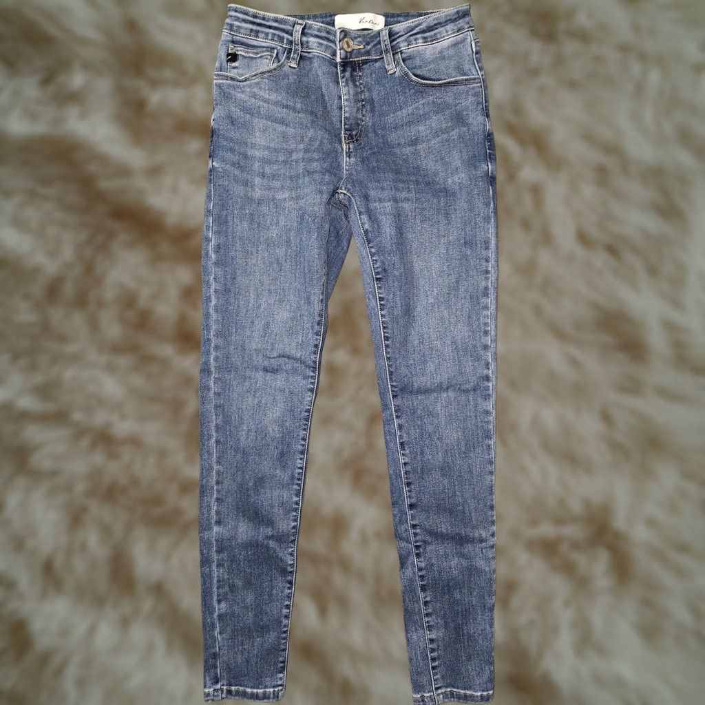 Vintage KanCan Jeans Juniors 5 Blue Medium Wash Mid Rise Skinny Stretch Denim Pants Jeans Size 27" / US 4 / IT 40 - 1 Thumbnail