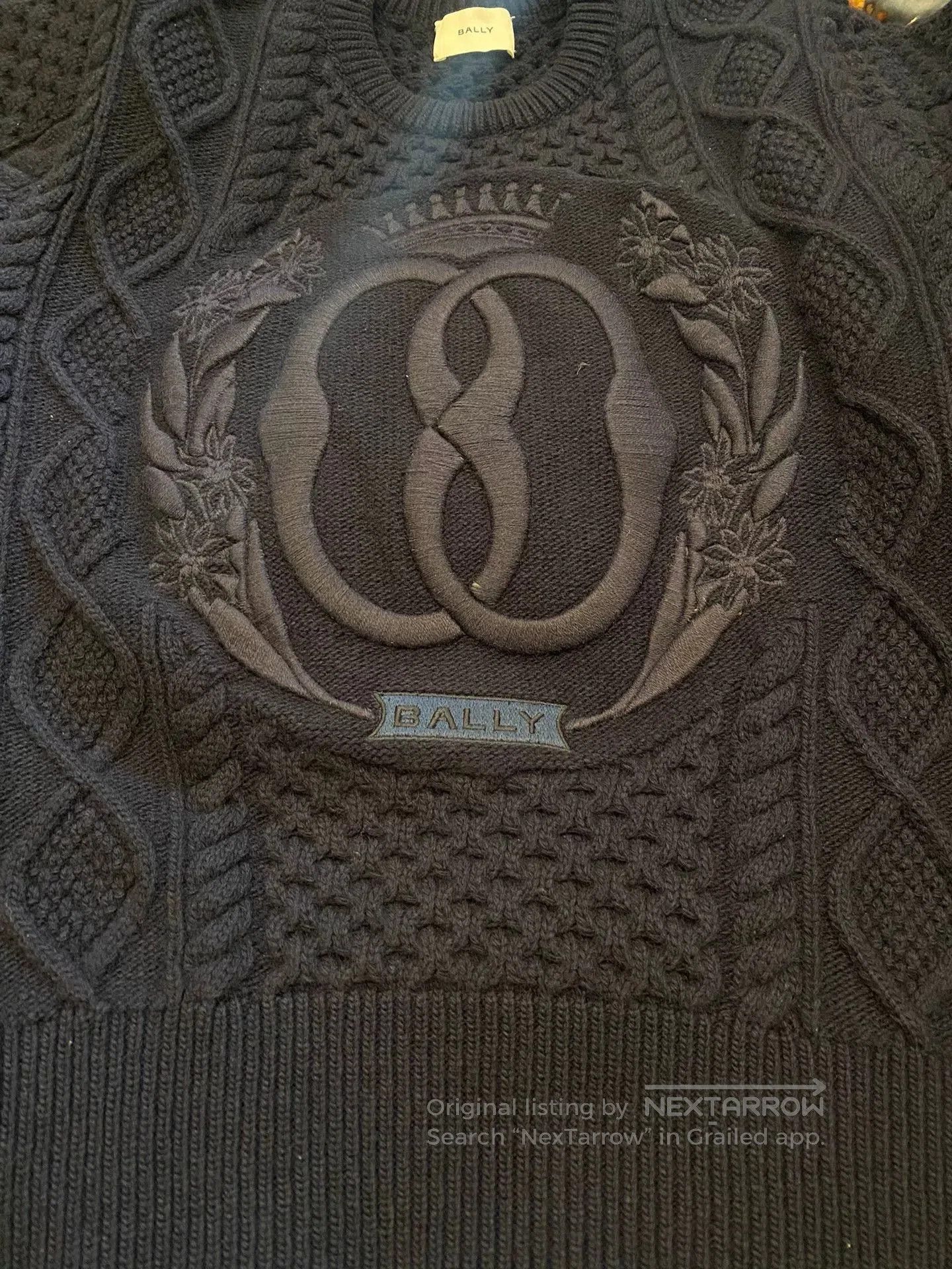 Bally BALLY Dark Blue Cable-Knit Wool Sweater. Size US S / EU 44-46 / 1 - 6 Thumbnail