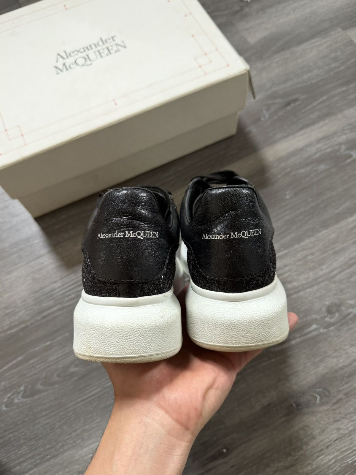 Alexander McQueen Black Sequin Mcqueen Oversized Sneaker Size US 8 / IT 38 - 4 Thumbnail