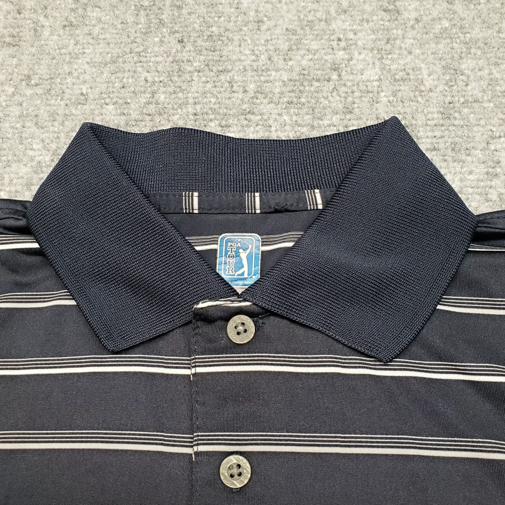 PGA Tour PGA TOUR Golf Polo Shirt S Blue White Striped Short Sleeve Mens Size US S / EU 44-46 / 1 - 2 Thumbnail