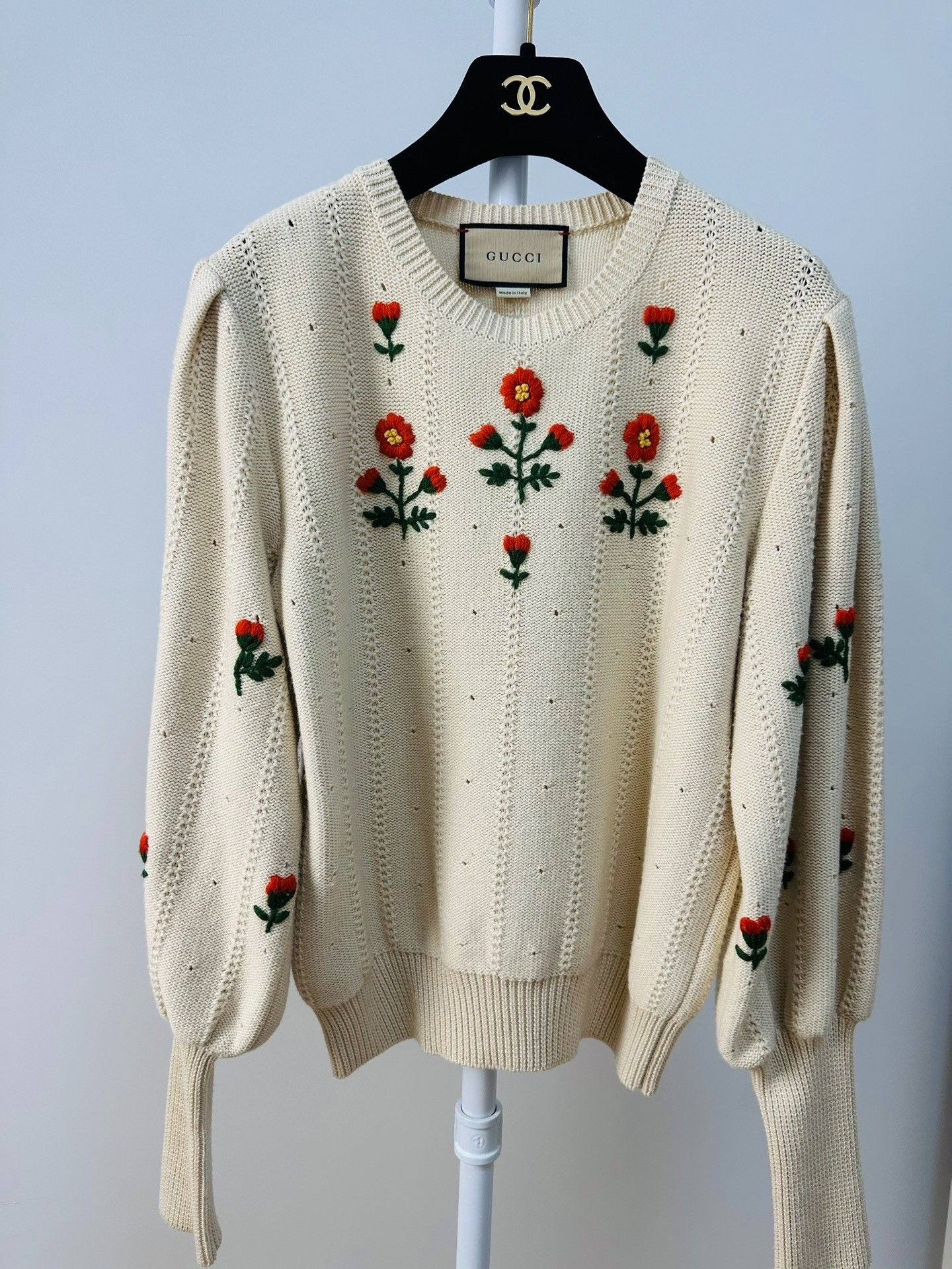 Gucci Gucci Floral embroidered knitted wool sweater 2501-Nextarro Size US XS / EU 42 / 0 - 1 Thumbnail