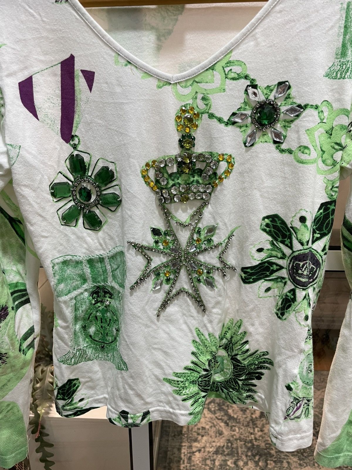 Japanese Brand Save The Queen Italian Designer Mesh Tatoo L/S Shirt (Lycra) Size US L / EU 52-54 / 3 - 9 Thumbnail