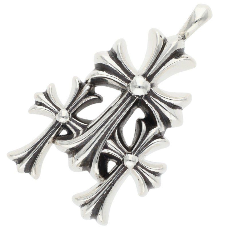 Chrome Hearts Small double CH cross pave diamond pendant 18K DBL