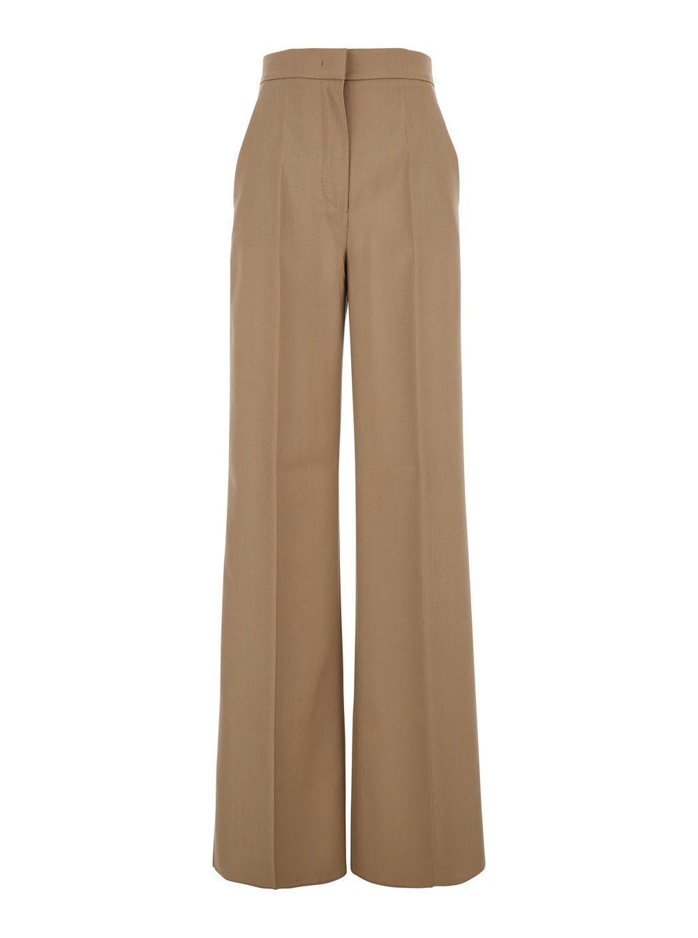 Max Mara 'Fernet' Beige Pants with Wide Leg and Logo Lettering on the Rear in Wool Woman Size 30" / US 8 / IT 44 - 1 Thumbnail