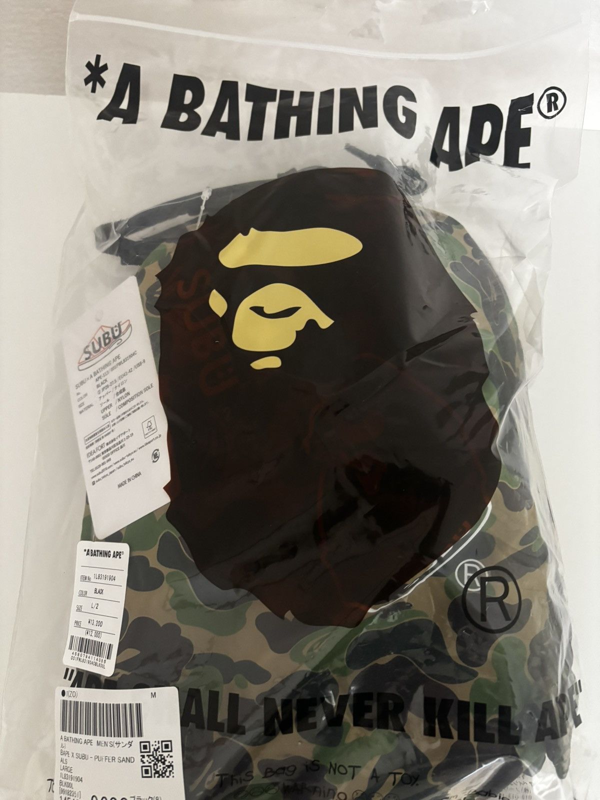Bape Authentic ape bape x SUBU puffer sandals new L Size US 9 / EU 42 - 10 Thumbnail