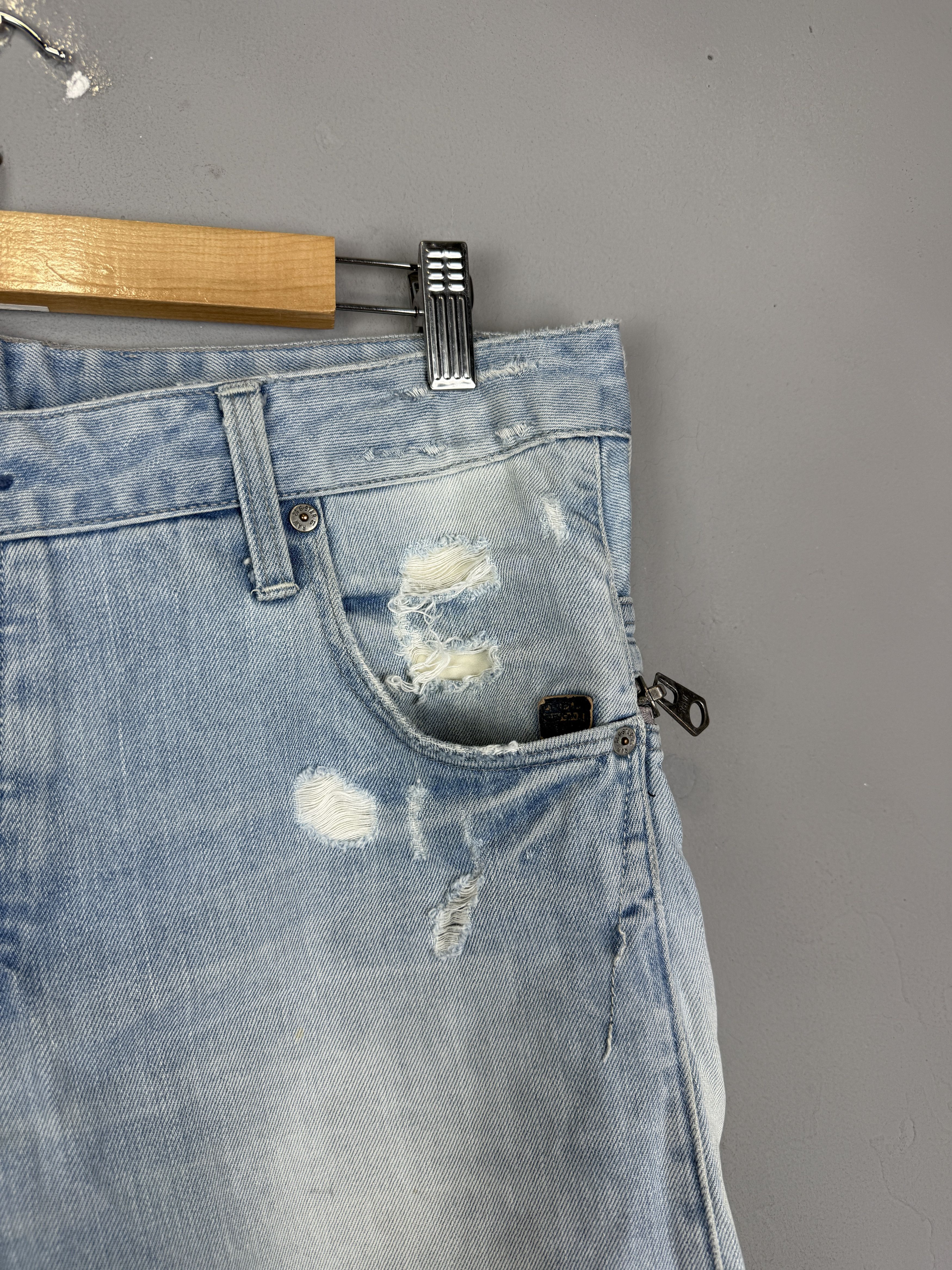 G-Star G-Star Raw Denim Jeans Arc Zip 3D Slim Blue Distressed Denim Size US 34 / EU 50 - 10 Thumbnail