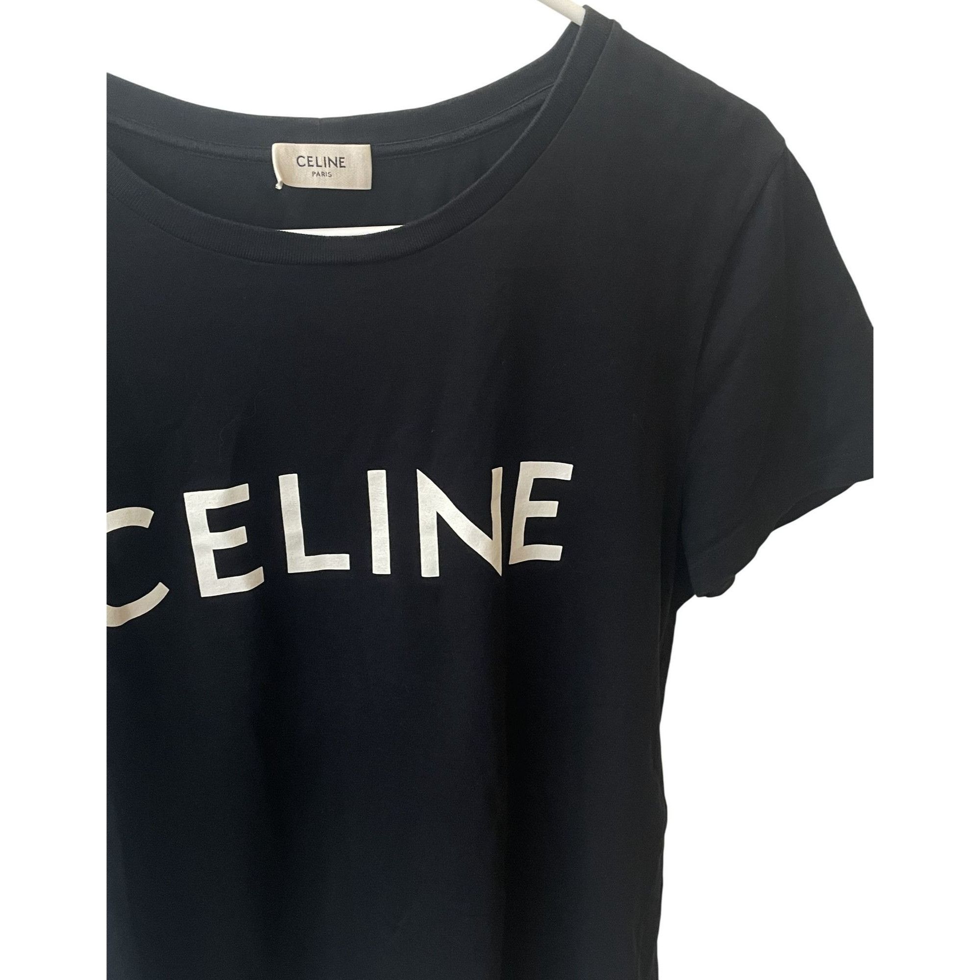 Celine Celine Womens Black Cotton Logo T-Shirt Size M / US 6-8 / IT 42-44 - 4 Thumbnail