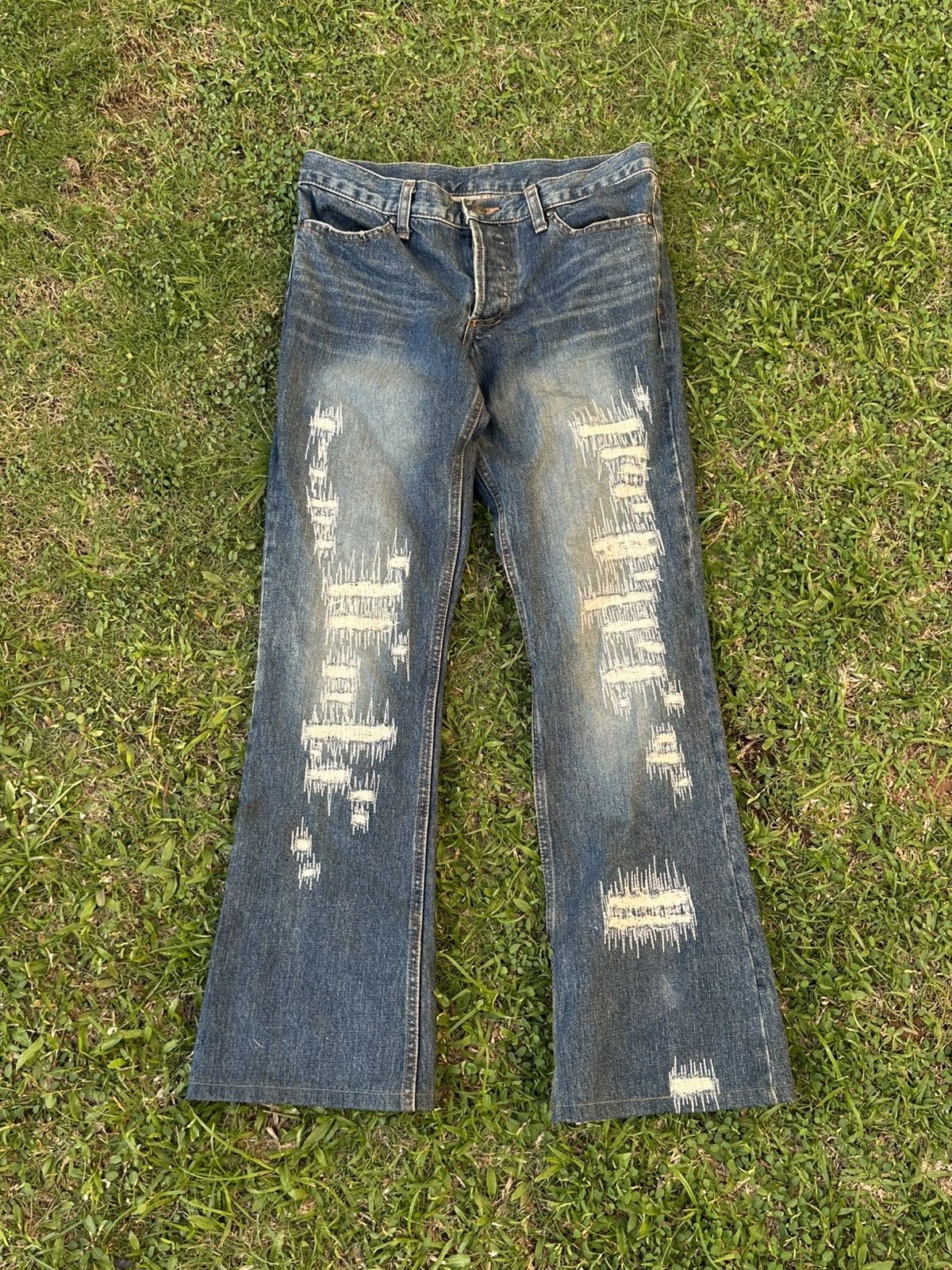 Shellac Shellac Bootcut Flare Distressed Style Blue Denim Size US 28 / EU 44 - 1 Thumbnail