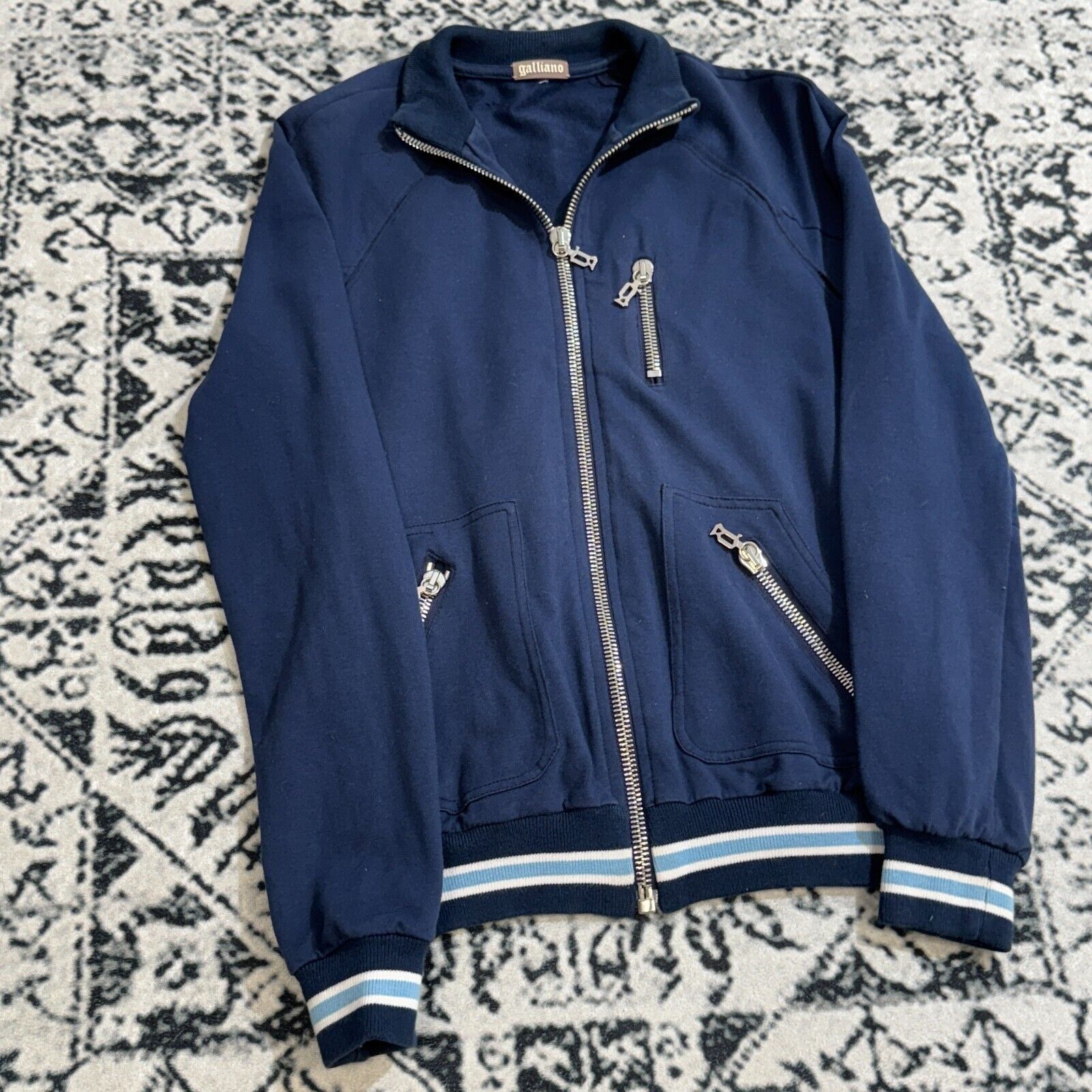 John Galliano × Vintage Vintage Galliano Navy Cotton Bomber Jacket Size XXS Y2K 90s Size US XXS / EU 40 - 14 Thumbnail