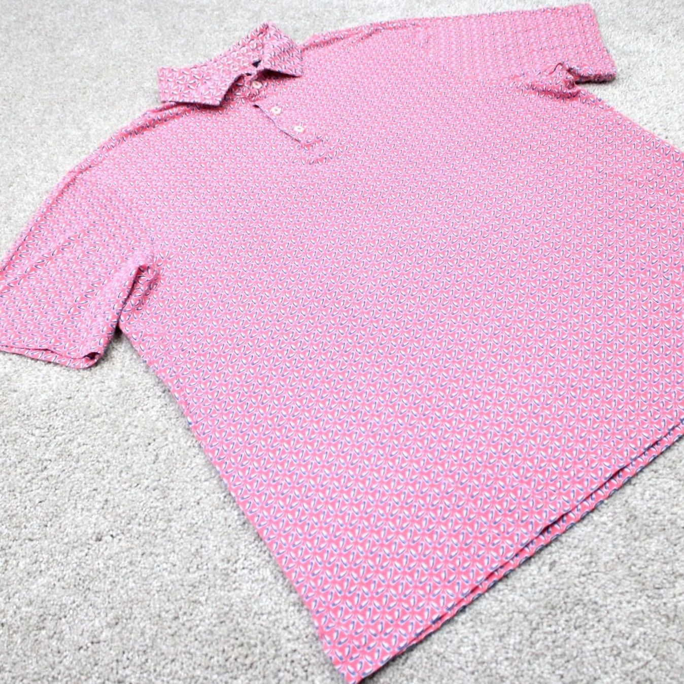 Cremieux Cremieux Classics Polo Shirt Mens Large Pink Graphic Print 100% Cotton S/S Casual Polo Shirt Mens Large Pink Graphic Print Shirt Size US L / EU 52-54 / 3 - 5 Thumbnail