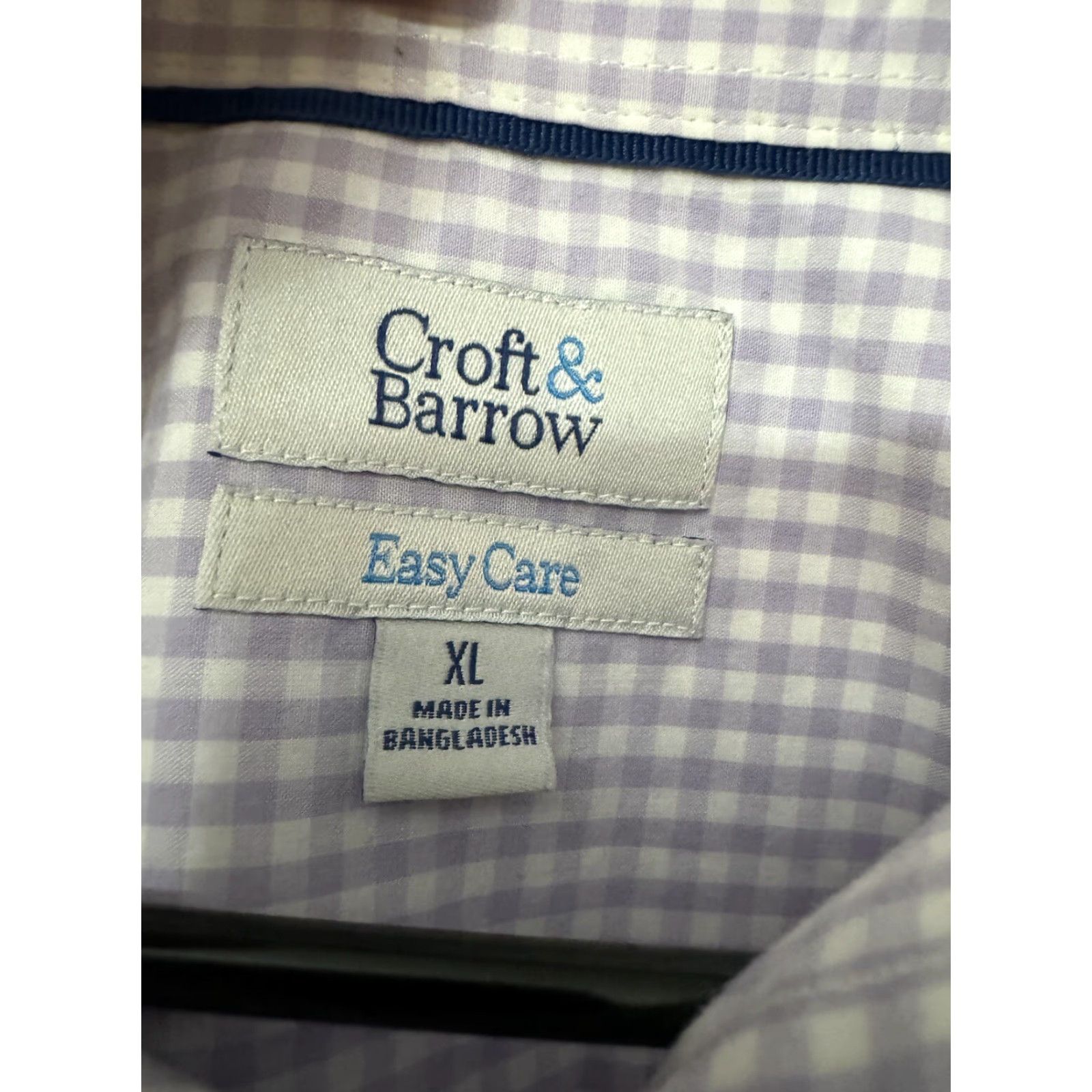 Croft & Barrow Croft & Barrow Shirt Men's XL Purple White Gingham Easy Care Button Up Size US XL / EU 56 / 4 - 2 Thumbnail