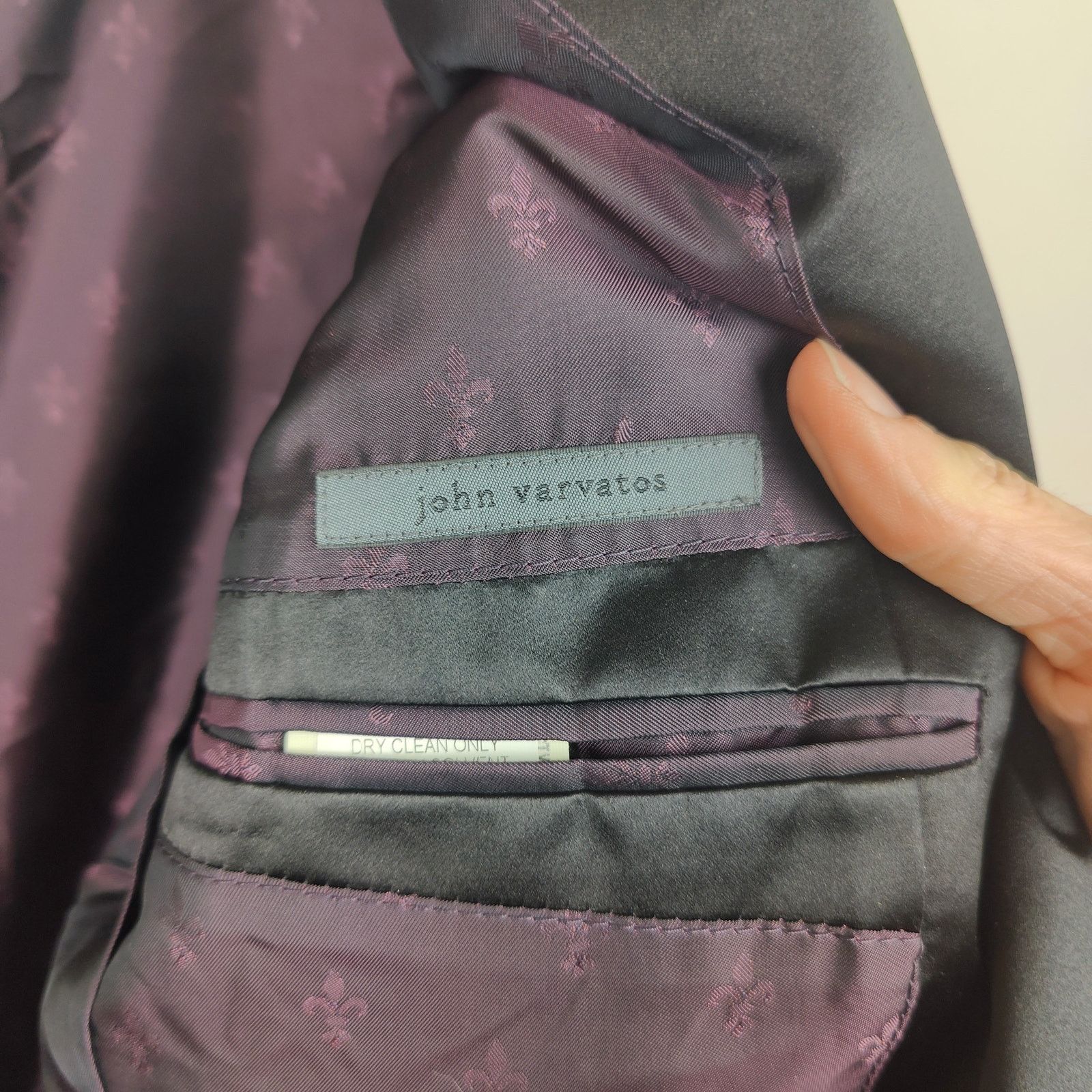 John Varvatos John Varvatos Silk Blazer Mens 44 Black Purple Micro Floral Size 44R - 10 Thumbnail