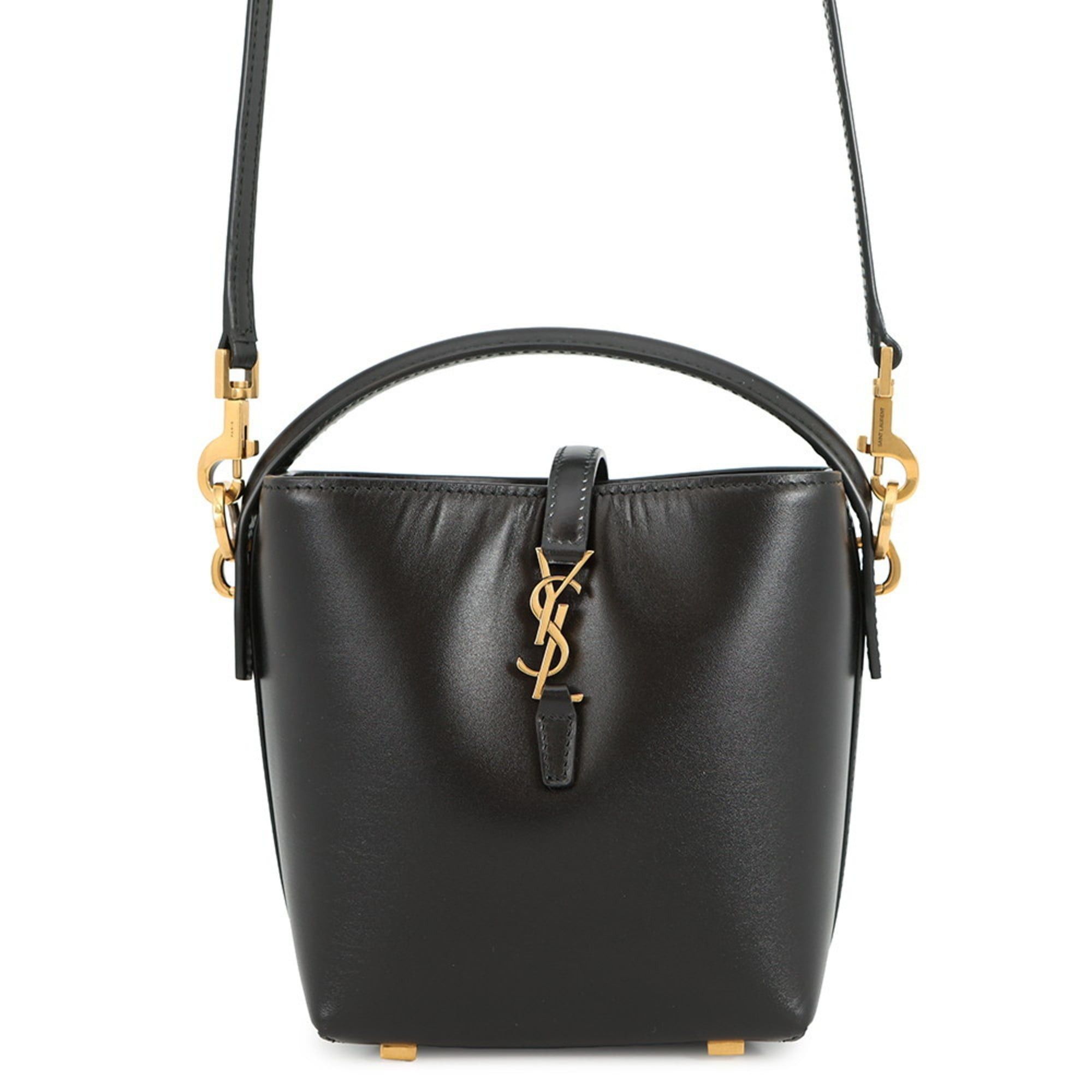 YVES Saint Laurent Paris Le 37 Mini Bucket Bag In Leather (765870) - Black, 2-Way, Women's