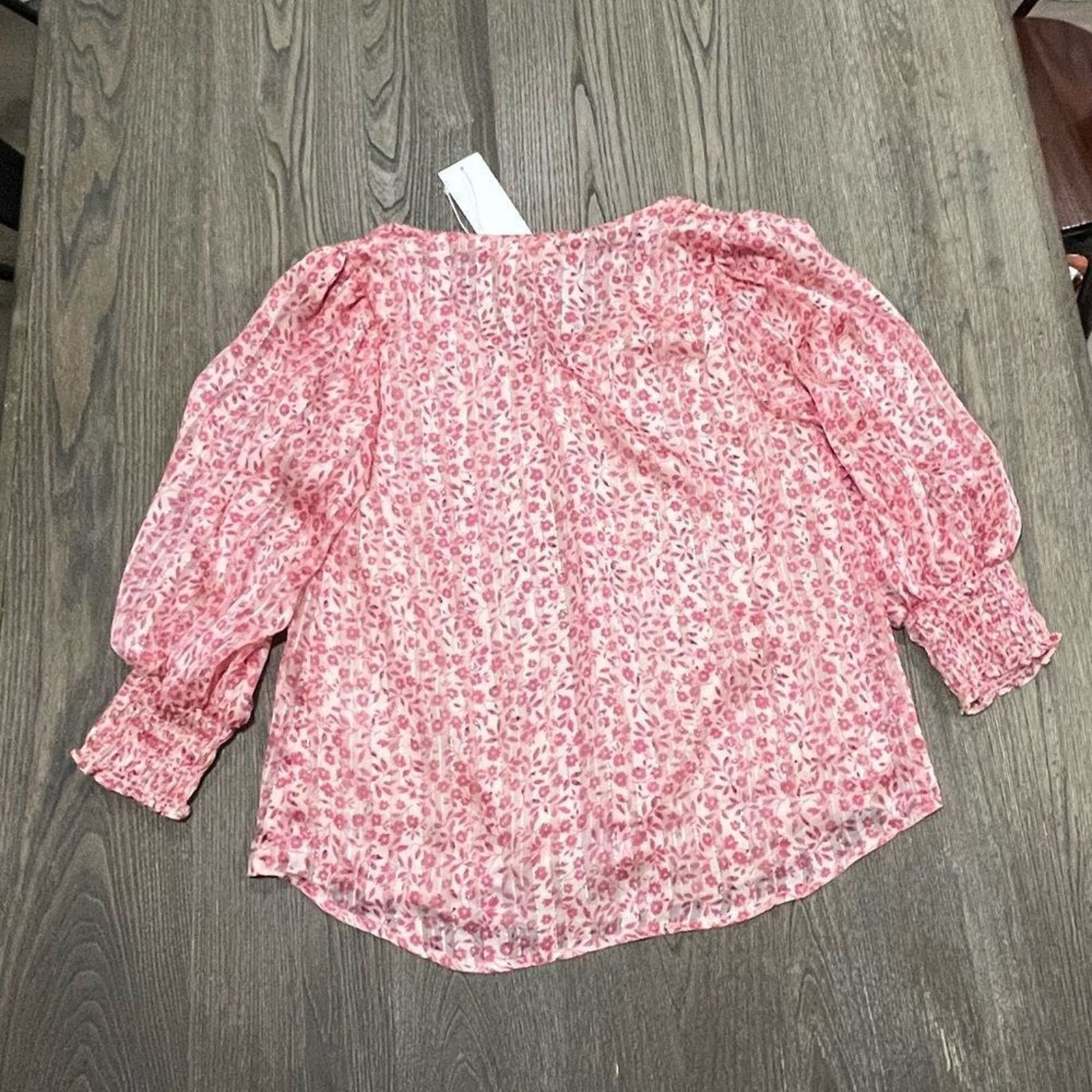 Other NWT Lust Blouse Top Floral V-Neck Puff 3/4 Sleeve Smocked Size M / US 6-8 / IT 42-44 - 5 Thumbnail