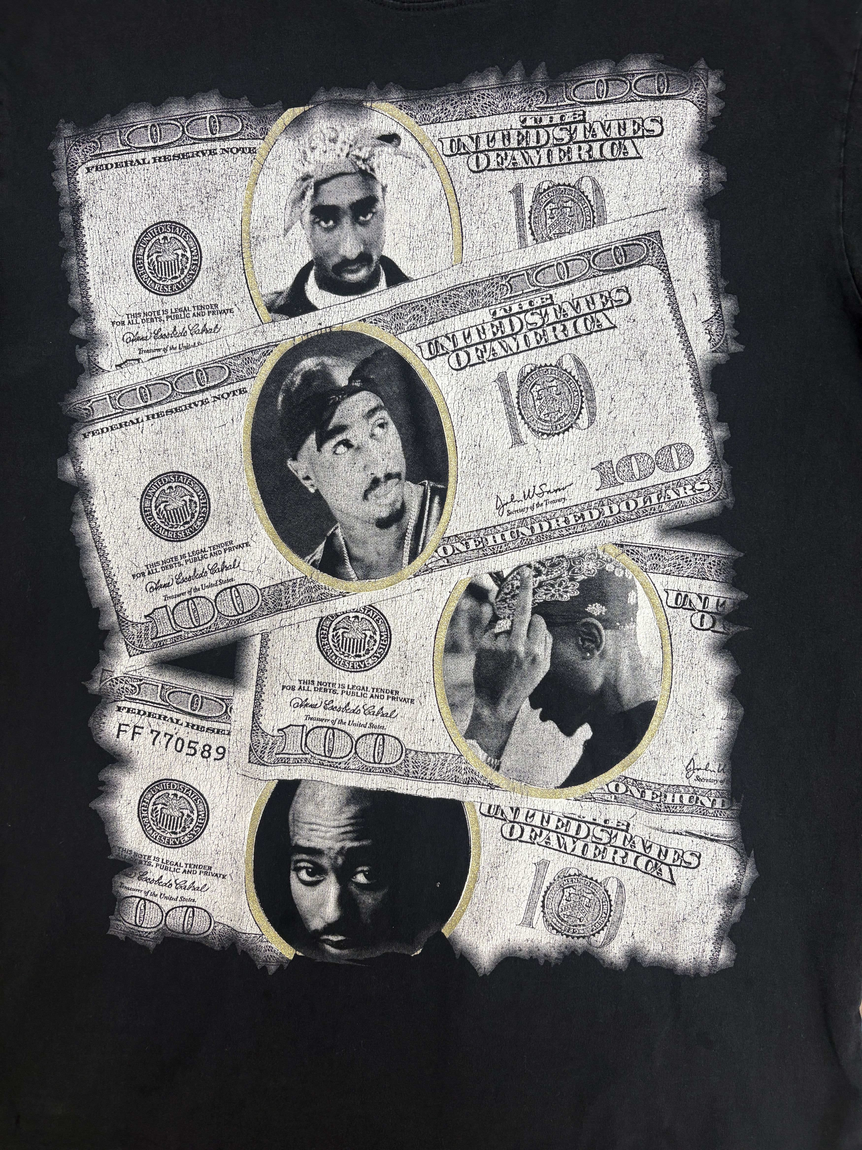 Vintage 2Pac Money Vintage Black T-Shirt Tee Size US XL / EU 56 / 4 - 2 Thumbnail