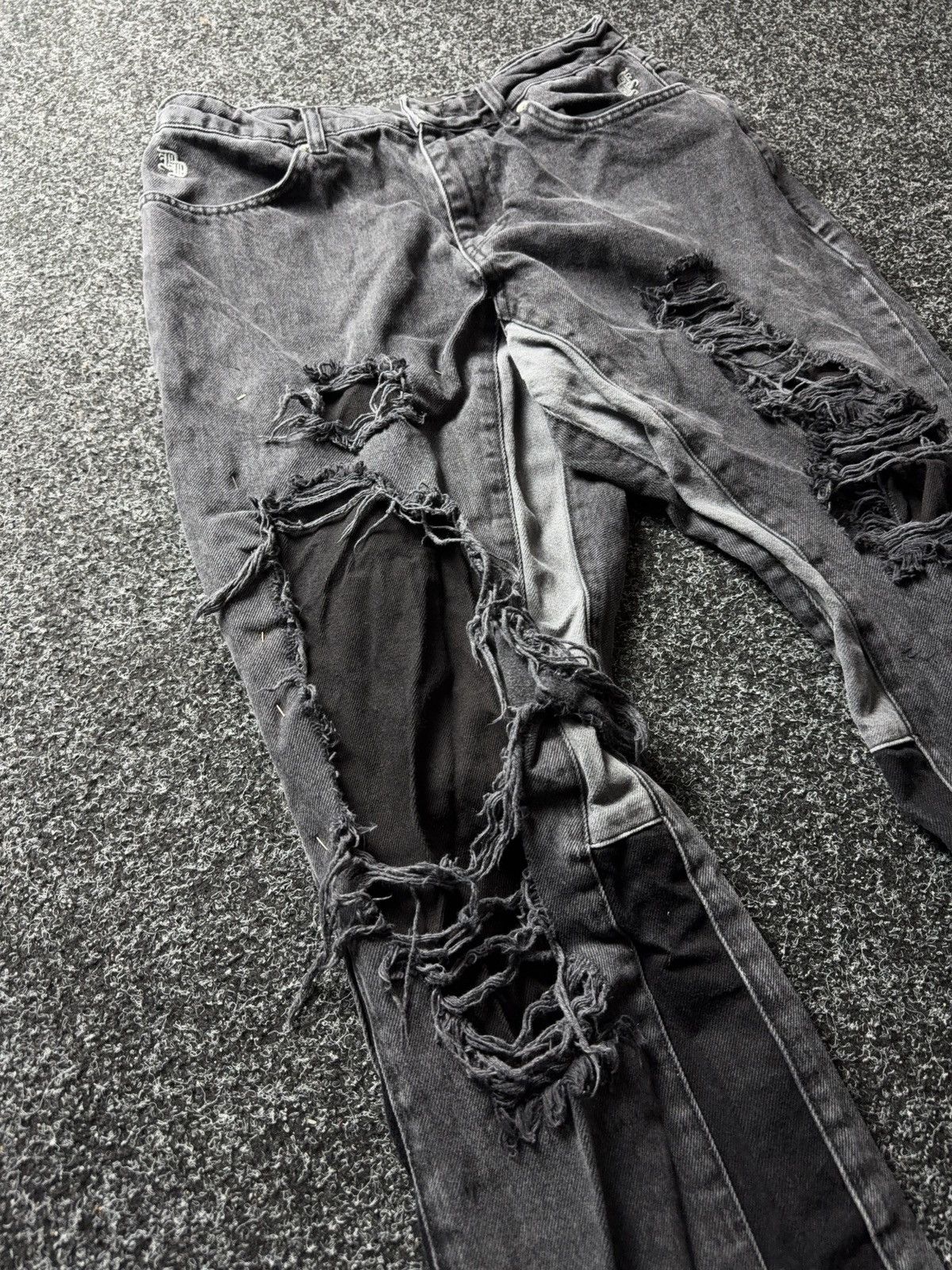 Japanese Brand Japanese Avant-Garde 00s Distressed Panel Jeans Wide Leg Y2K Size US 31 - 5 Thumbnail