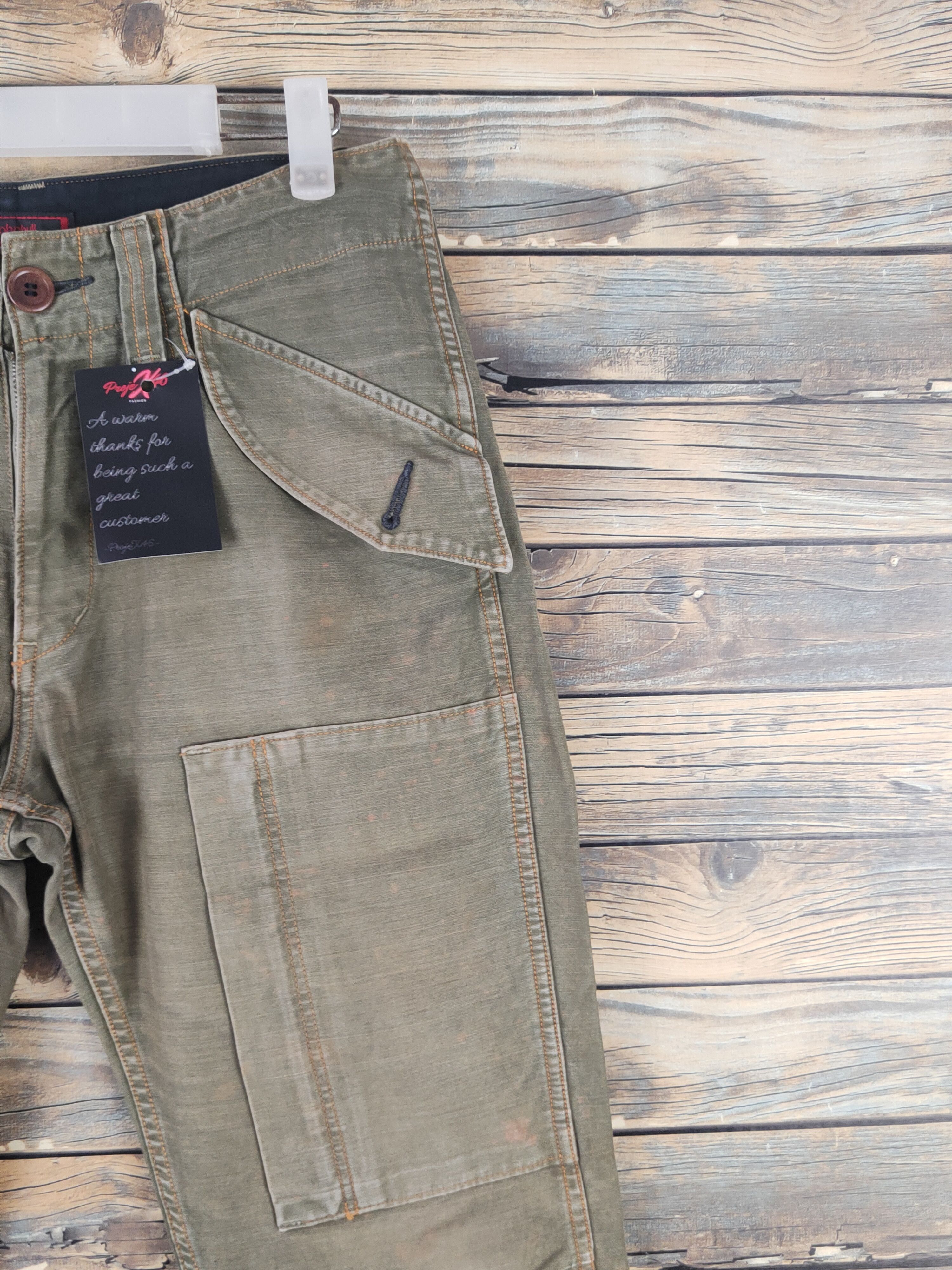 Johnbull DL Johnbull Olive Faded Multipocket Cargo Pants #46-055 Size US 29 - 5 Thumbnail