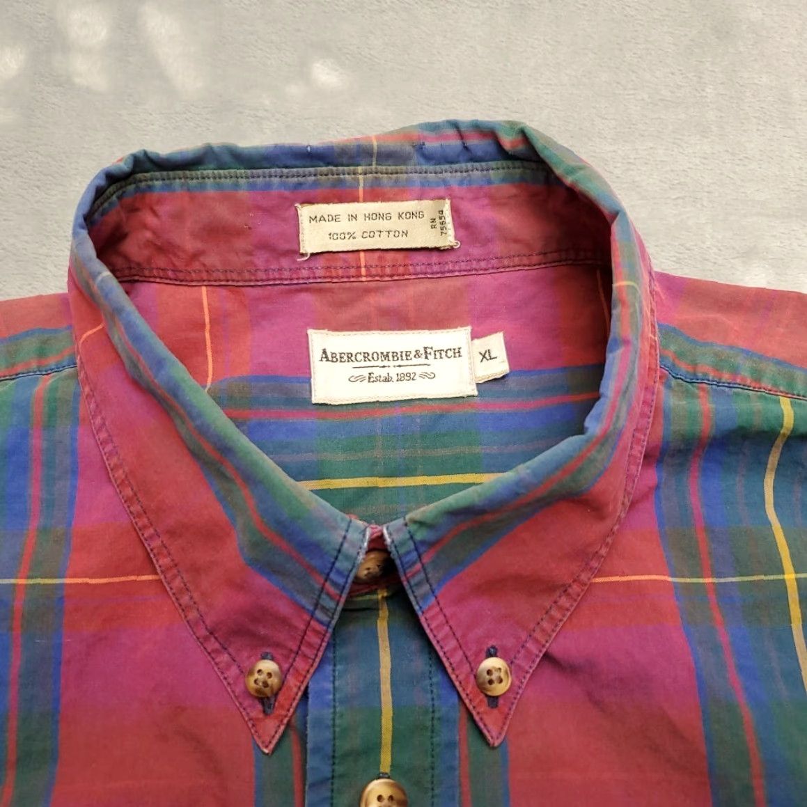 Abercrombie & Fitch VINTAGE Abercrombie & Fitch Shirt Mens XL Pink Plaid Button-Up 100% Cotton Casual Size US XL / EU 56 / 4 - 6 Thumbnail