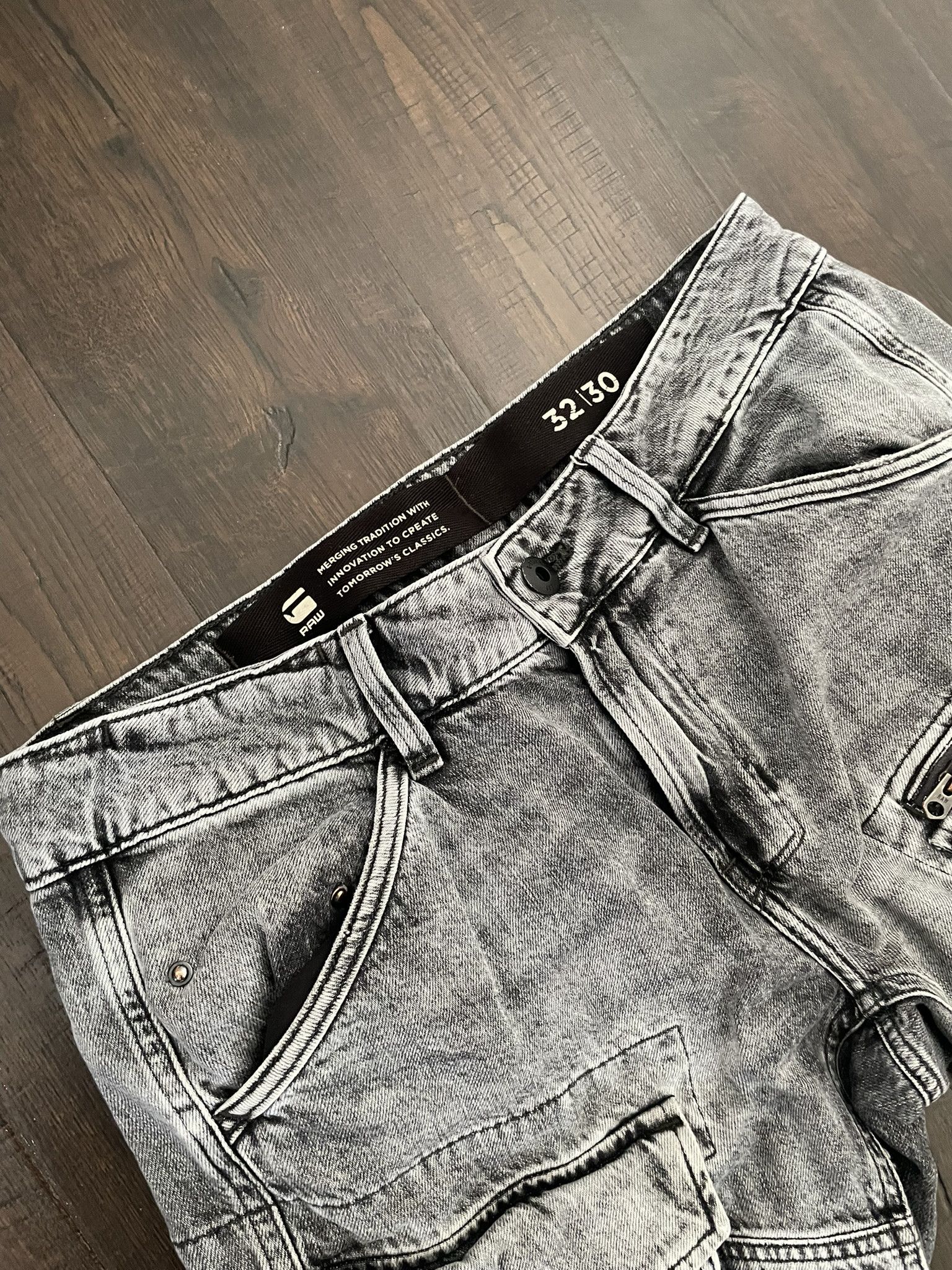 G-Star G-Star Rovic Zip 3D Regular Tapered Grey Denim Cargo Pants Size US 32 / EU 48 - 3 Thumbnail