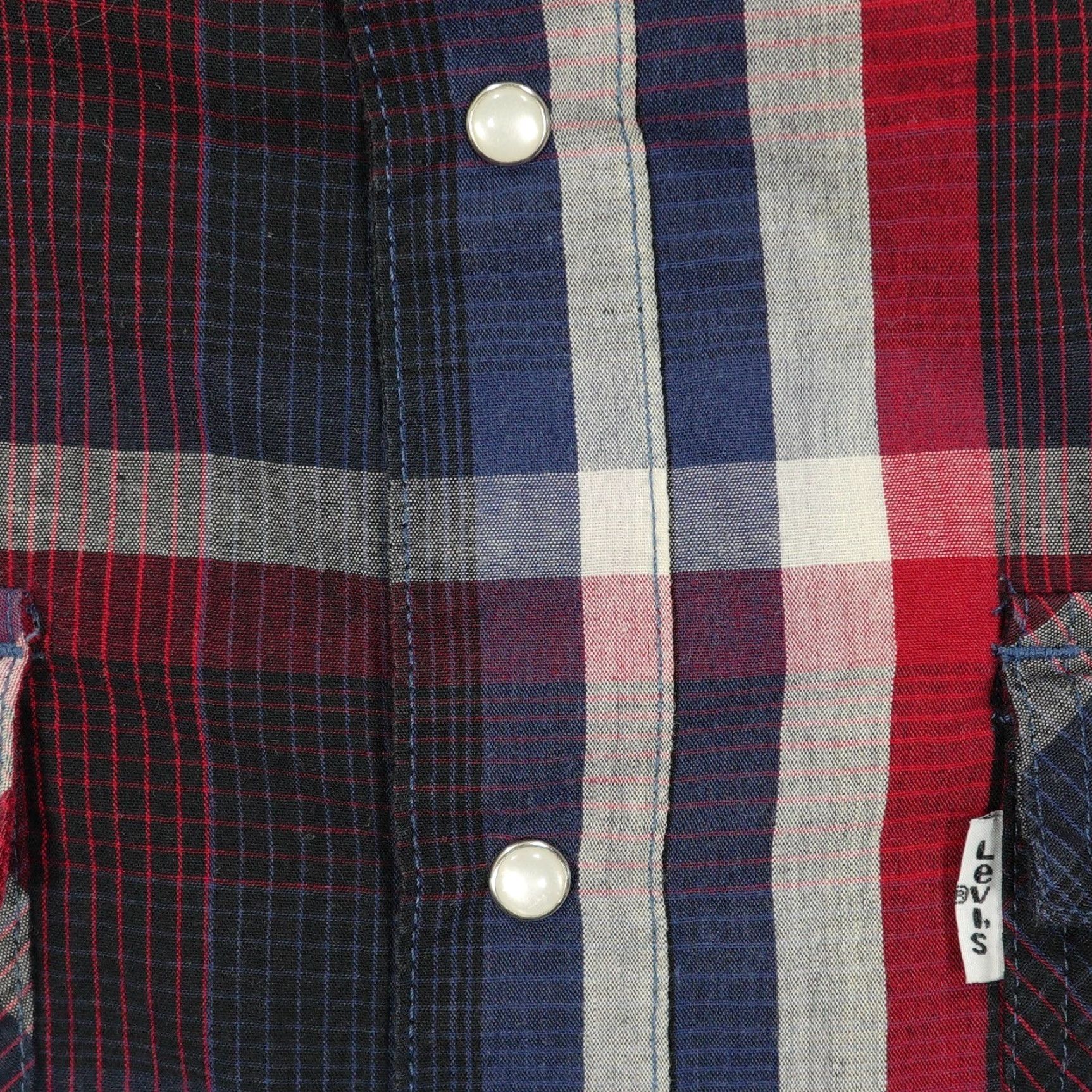Levi's Levi Strauss Western Shirt Mens Medium Red Navy Blue Plaid Pearl Snap Long Sleeve Casua​l Workwear Ranchwear Buttons Pocket Yoke Collared Size US M / EU 48-50 / 2 - 4 Thumbnail