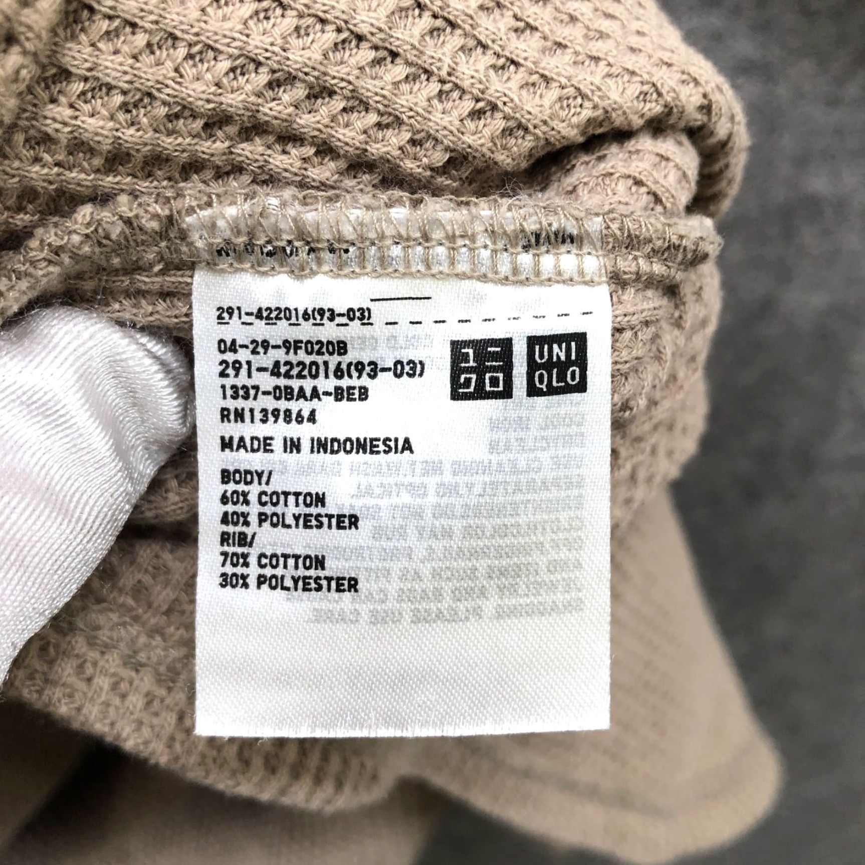Uniqlo Uniqlo Waffle Crewneck Midi Dress Womens XS Beige 3/4 Sleeve Thermal Lounge Size XS / US 0-2 / IT 36-38 - 7 Thumbnail
