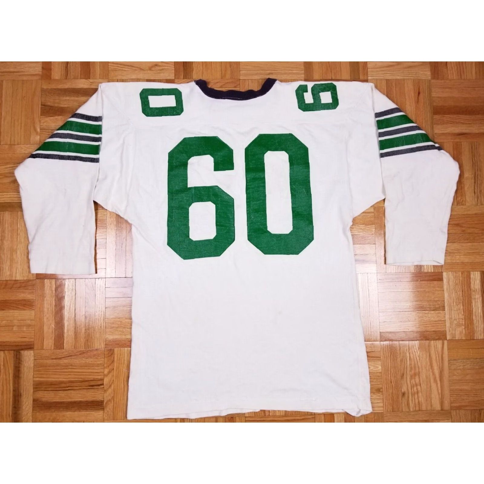 Champion VINTAGE CHAMPION DURENE RAYON FOOTBALL JERSEY SZ 44 WORN Shirt Mens 44 Black Cotton Rayon 60s USA Retro 60s Championship Football Jersey Size US XXL / EU 58 / 5 - 7 Thumbnail