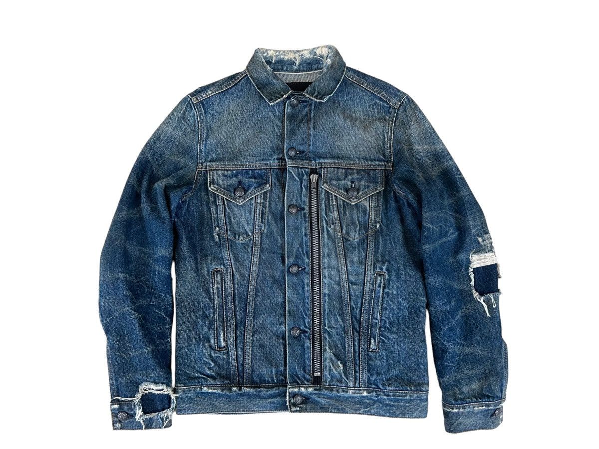 R13 R13 Italy Distressed Waxed Denim Trucker Jacket Type 3 Size US XS / EU 42 / 0 - 1 Thumbnail