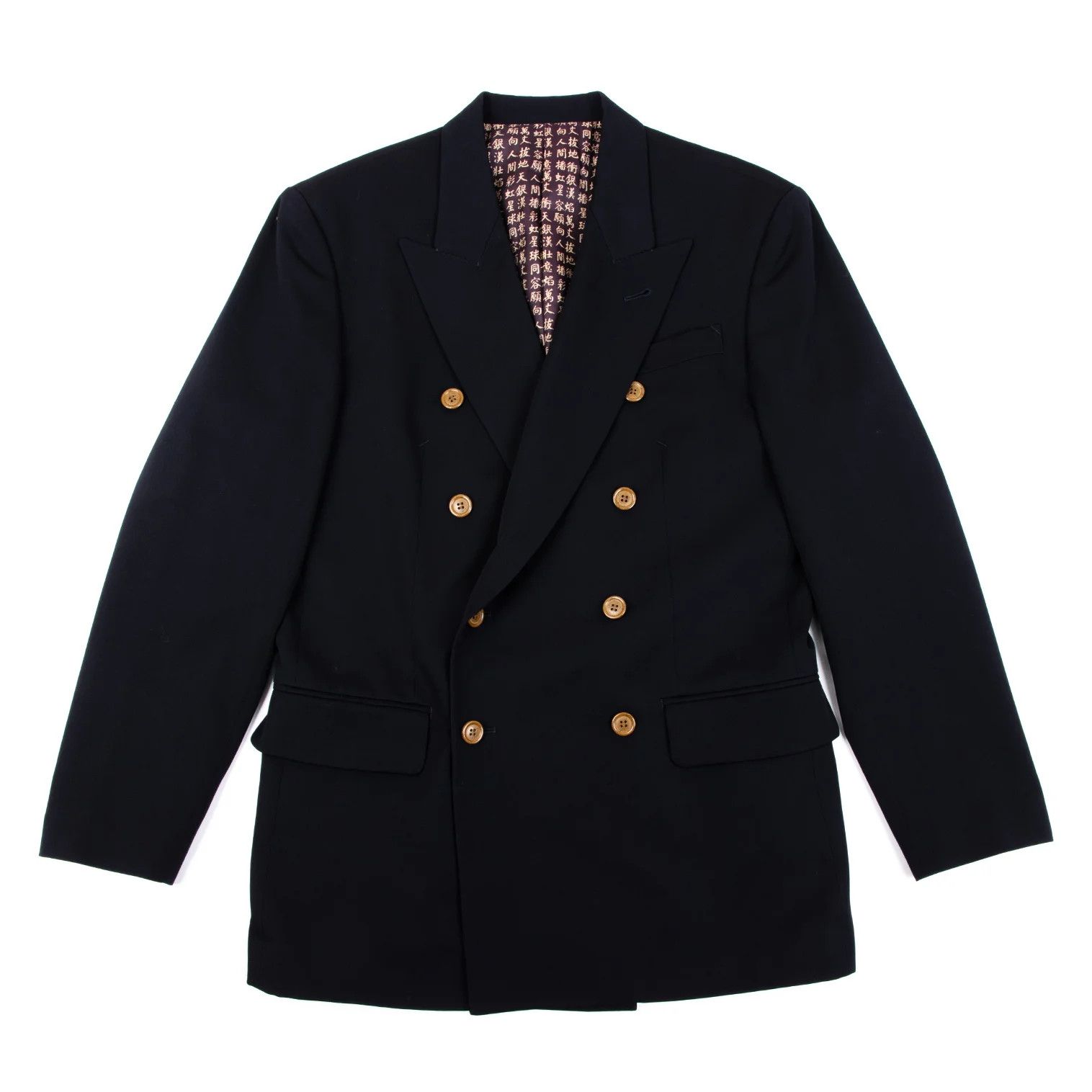 Jean Paul Gaultier Double-Breasted Jacket with Kanji Print in Navy 48 Size US M / EU 48-50 / 2 - 2 Thumbnail