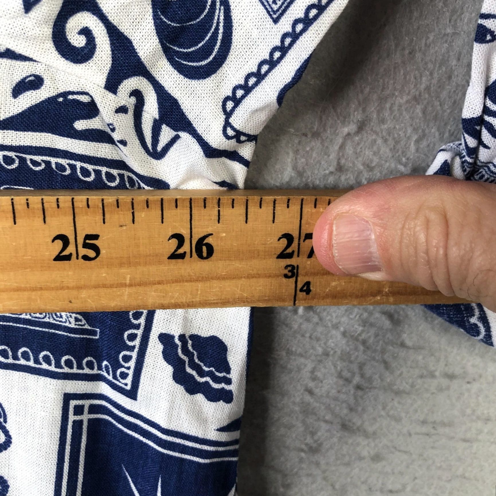 Vintage JANE + DELANCEY Shirt Womens 2X Blue Nautical Print Linen Blend Tunic Beachy Size XXL / US 16-18 / IT 52-54 - 6 Thumbnail