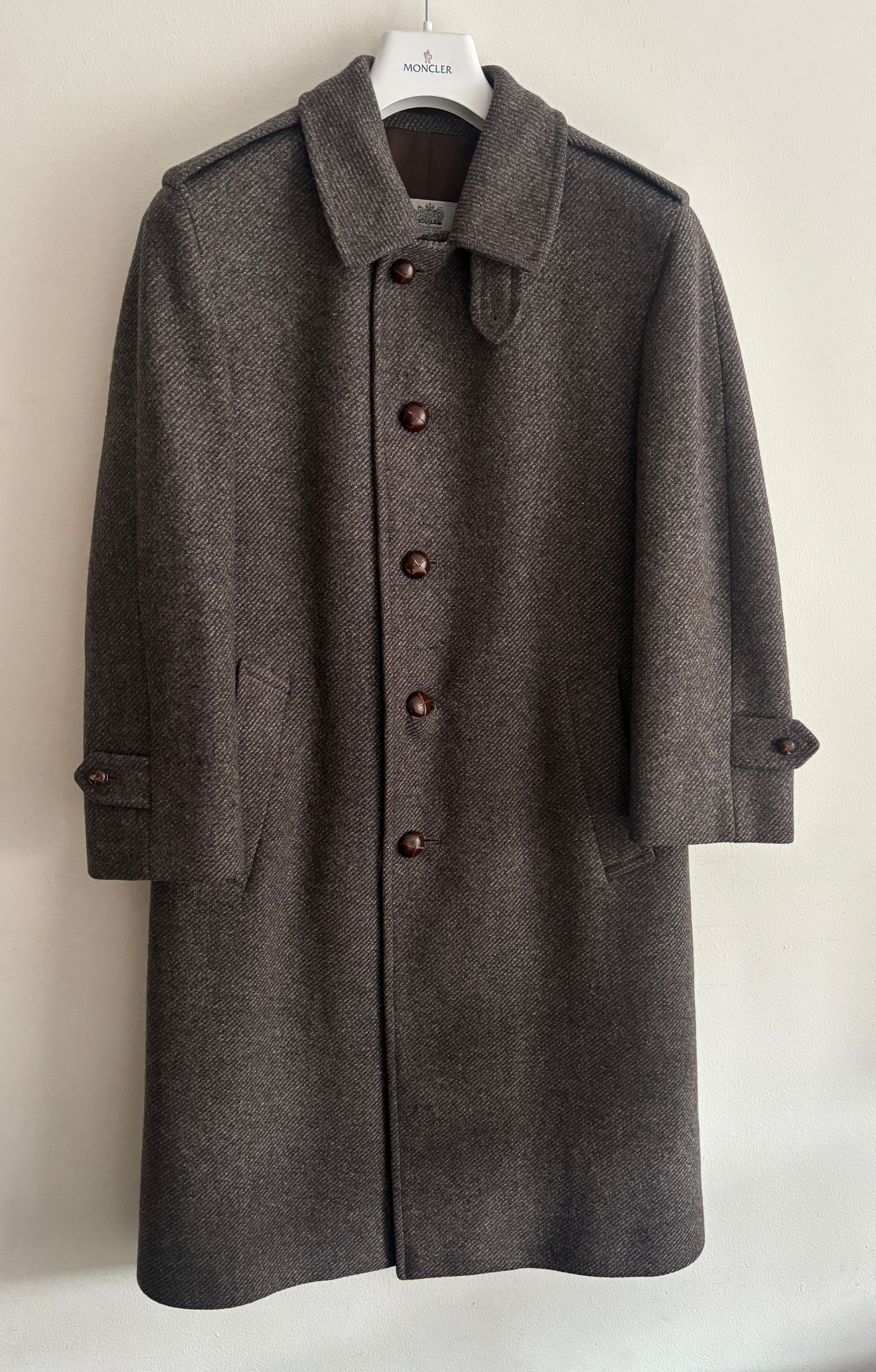 Aquascutum Grey Brown Belted Wool Tweed Overcoat --36-38 Short/ Small Size US S / EU 44-46 / 1 - 2 Thumbnail