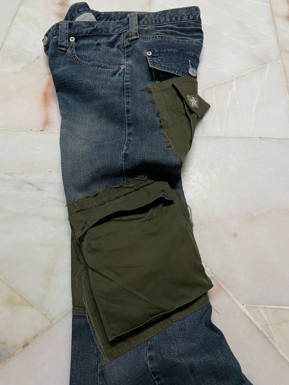 Undercover INSANE💥XIIIth TYPE-P1 RARE DENIM CARGO 3D POCKET SPLIT Size US 33 - 15 Thumbnail