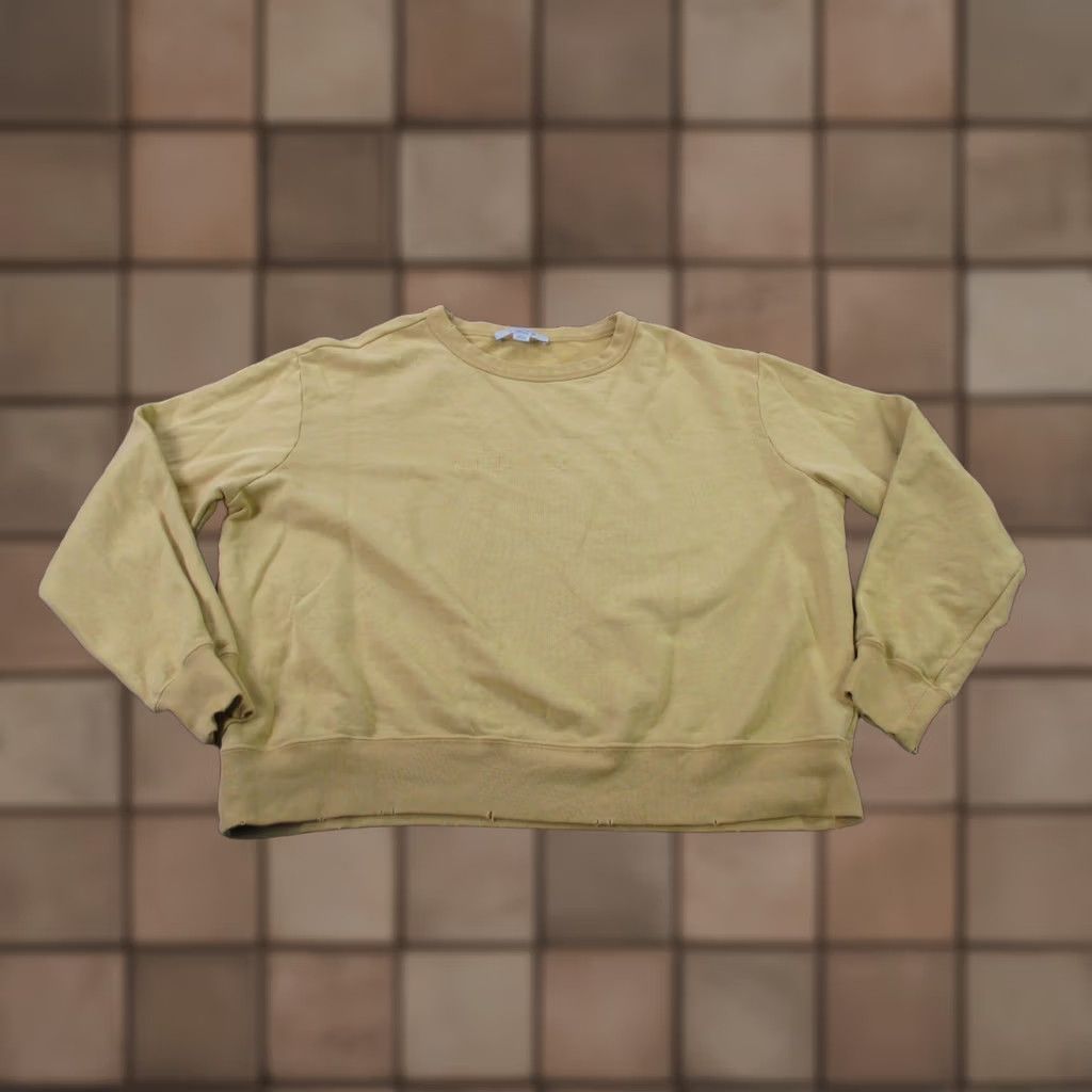 Allsaints All Saints Sweatshirt Womens M Yellow Cropped Pullover Logo Distressed Casual Size M / US 6-8 / IT 42-44 - 1 Thumbnail