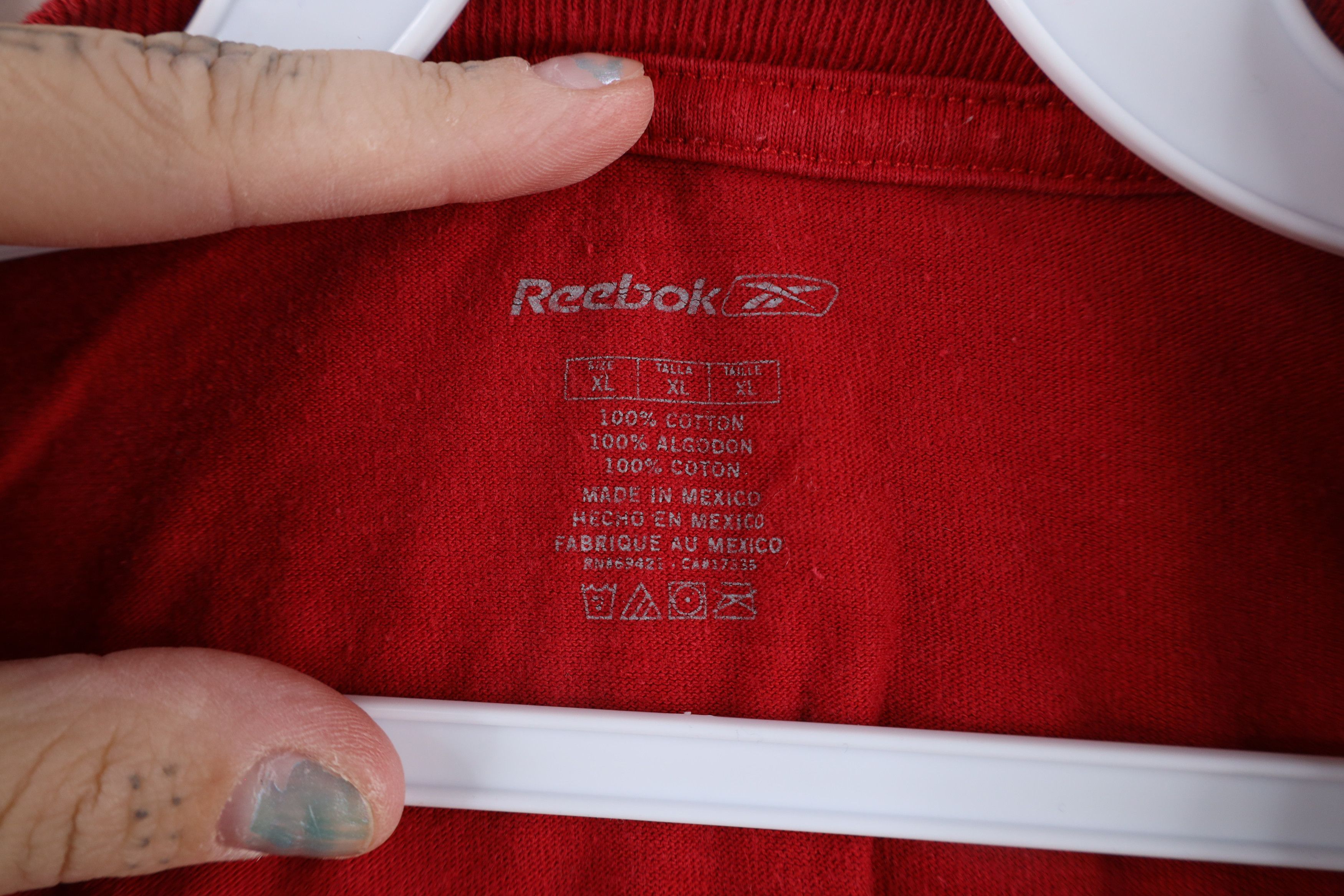 Reebok × Vintage Vintage 90s Reebok Athletics Out Short Sleeve T-Shirt Red Size US XL / EU 56 / 4 - 5 Thumbnail