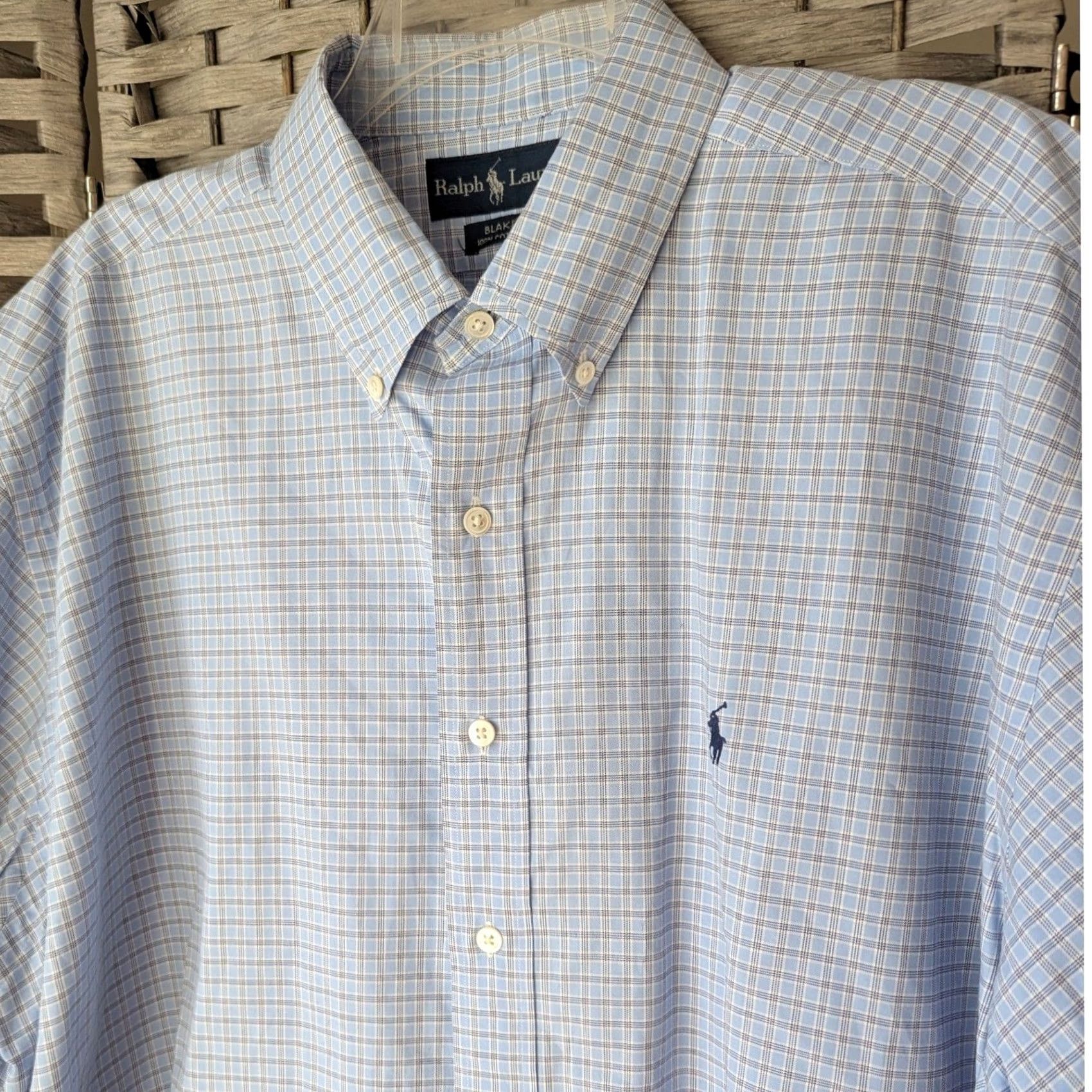 Polo Ralph Lauren Polo Ralph Lauren Blake Short Sleeve Button Down Shirt Blue Grid Check Mens XL Size US XL / EU 56 / 4 - 2 Thumbnail