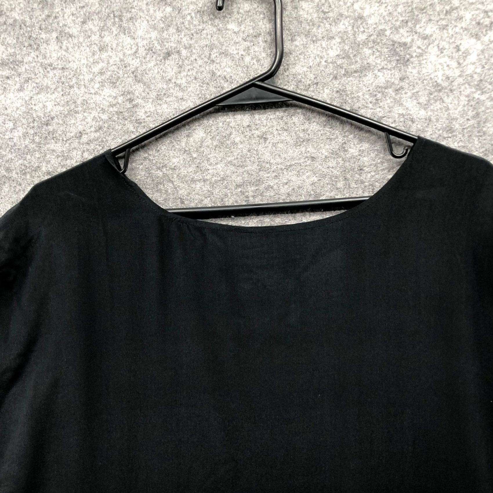 Vintage Womens Black Silk Blouse Size L Short Sleeve Round Neck Dolman Boxy Size L / US 10 / IT 46 - 6 Thumbnail
