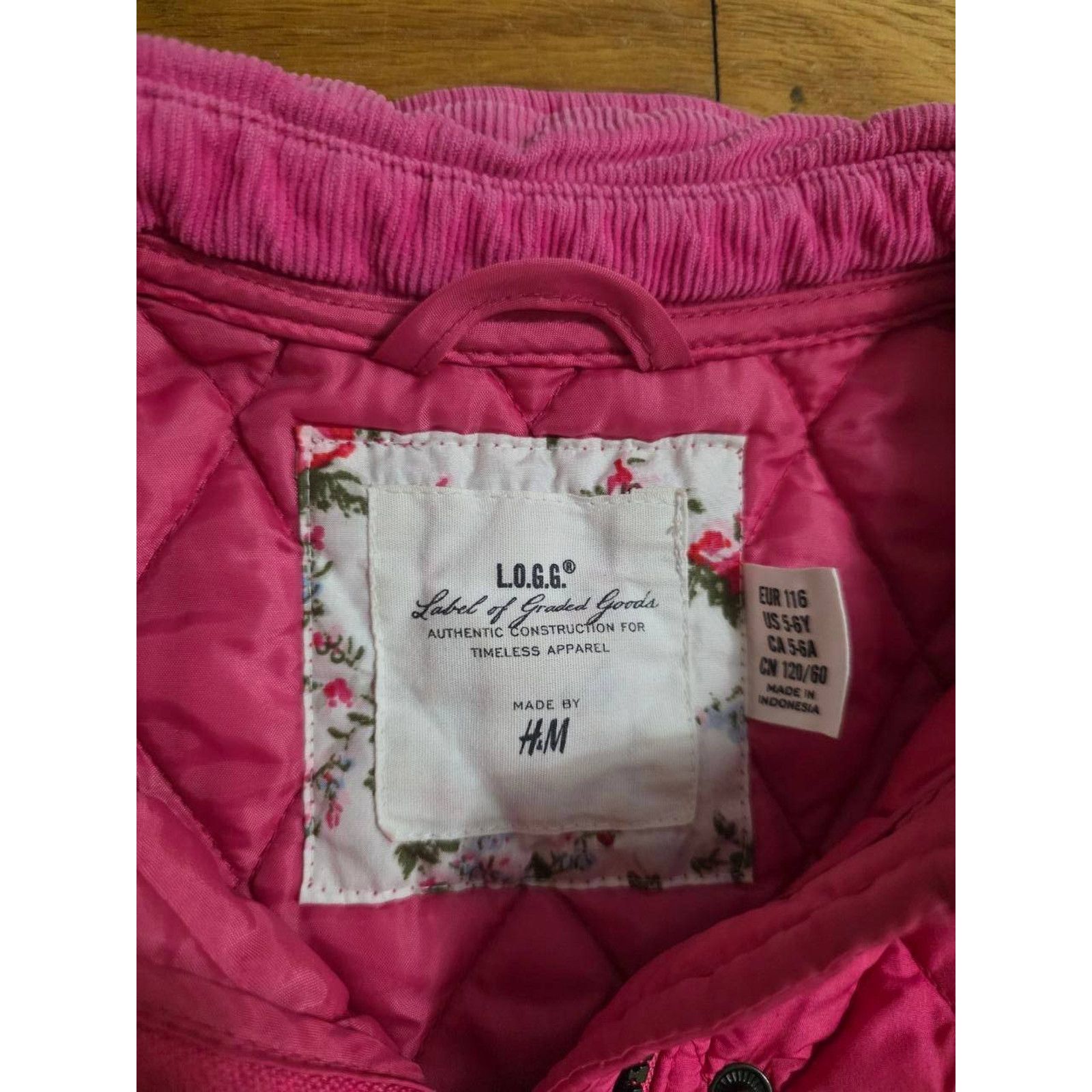 H&M H&M Girls Quilted Coat Pink 5-6 Years A001181 Size 28 - 4 Thumbnail