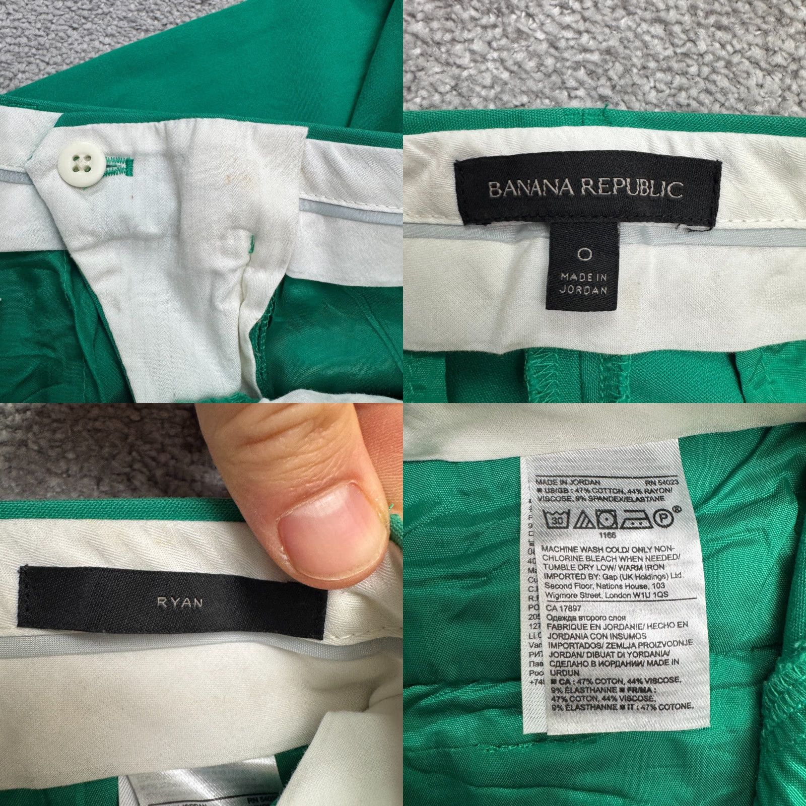 Banana Republic Banana Republic Ryan Straight Pants Womens 0 Green Mid Rise Dress Pants For Women 28x28 Flat Front Cotton Blend Breathable Comfortable Easy Care Size 25" / US 0 / IT 36 - 8 Thumbnail