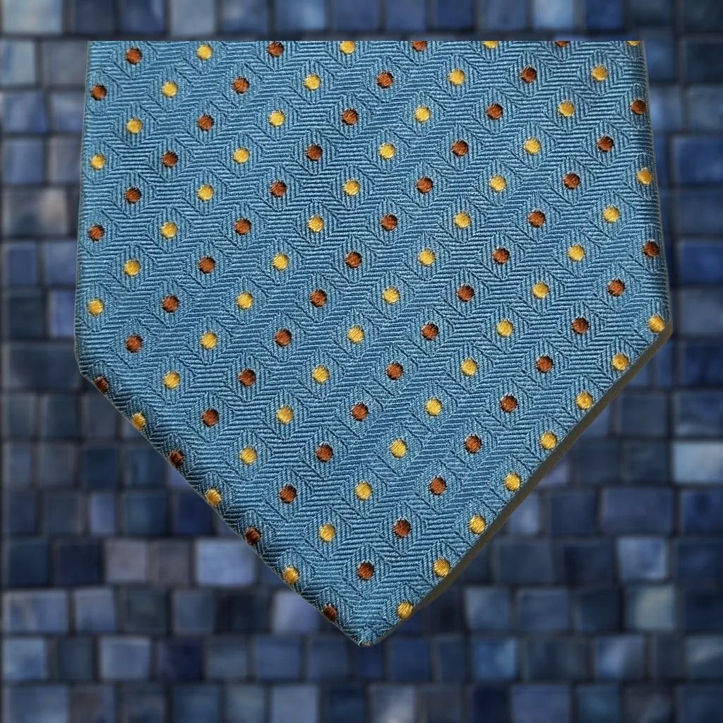 Vintage Gladson Silk Tie Geometric Pattern Blue 3.75" Tie 57.75" Length Men’s Italy 100% Silk Necktie Size ONE SIZE - 1 Thumbnail