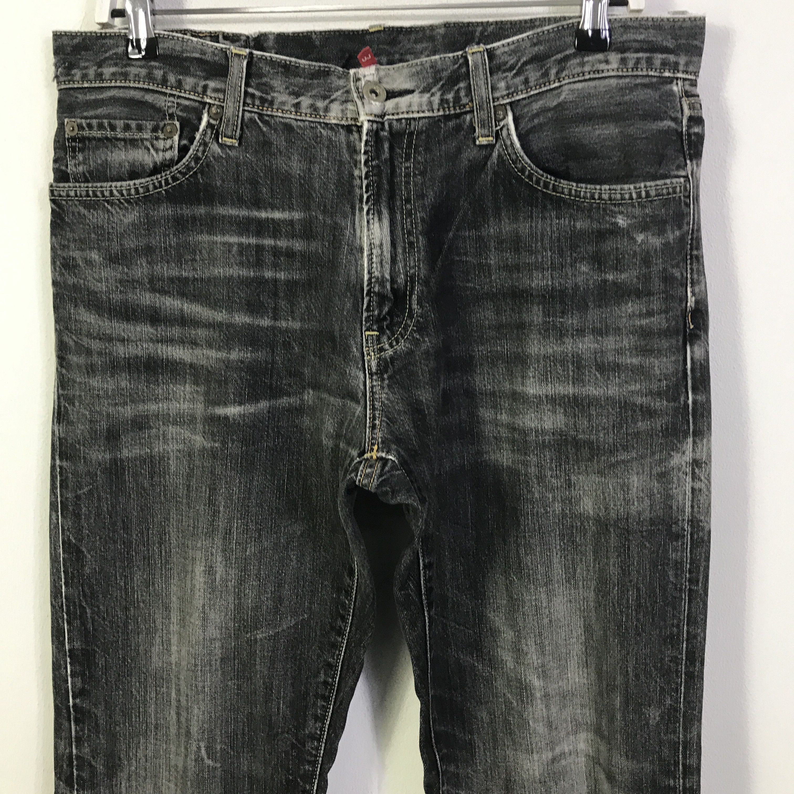Japanese Brand Black Faded Denim japan Uniqlo jeans pants K130B23 Size US 33 - 2 Thumbnail