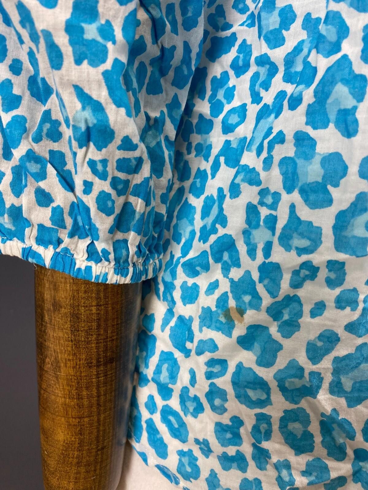Designer Emily Van Den Bergh Blue Leopard Blouse Shirt Size 38 / S Size M / US 6-8 / IT 42-44 - 11 Thumbnail