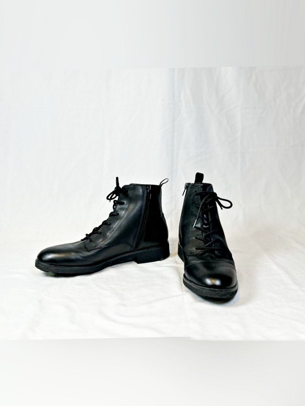 Clarks Clarks Womens Black Leather Zip Booties Lace Up Ankle Boots Size US 7.5 / IT 37.5 - 2 Thumbnail