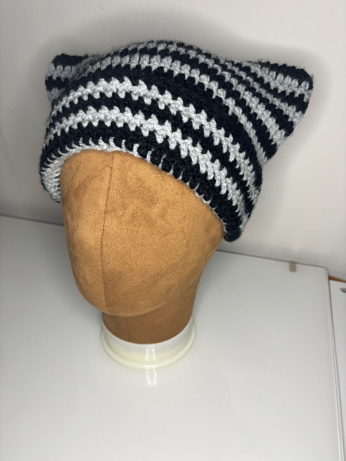 Handmade Crochet Cat Ear Hat Size ONE SIZE - 3 Thumbnail