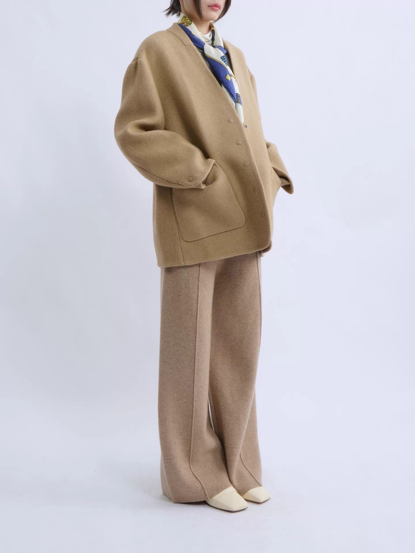 Other Epigram Collarless Wool Blend Minimalist Jacket Size M / US 6-8 / IT 42-44 - 5 Thumbnail
