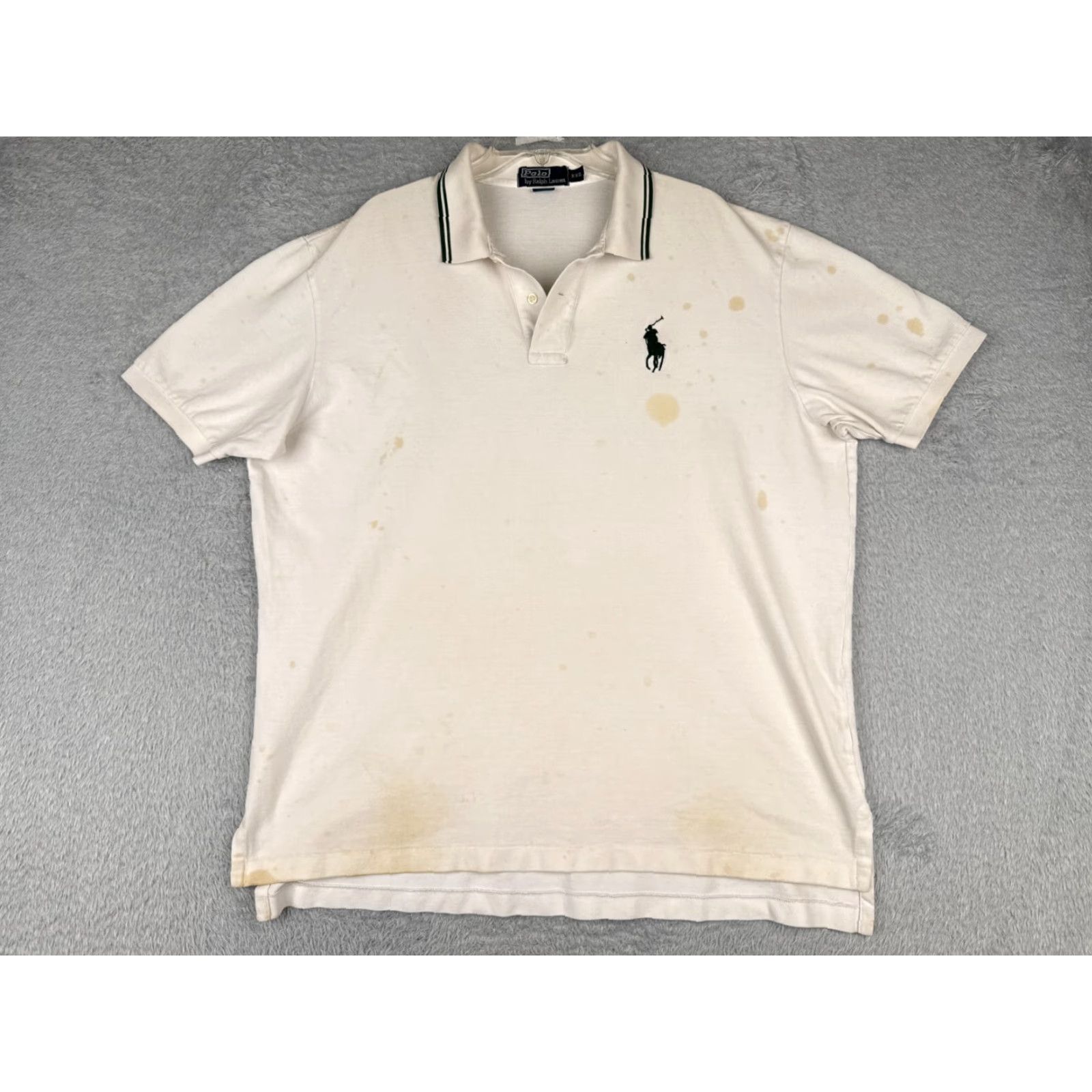 Ralph Lauren VINTAGE Ralph Lauren Polo Shirt Mens 2XL White Green 100% Cotton Knit Polo Shirt Mens XXLLarge White Green Polo Shirt Mens Size US XXL / EU 58 / 5 - 2 Thumbnail