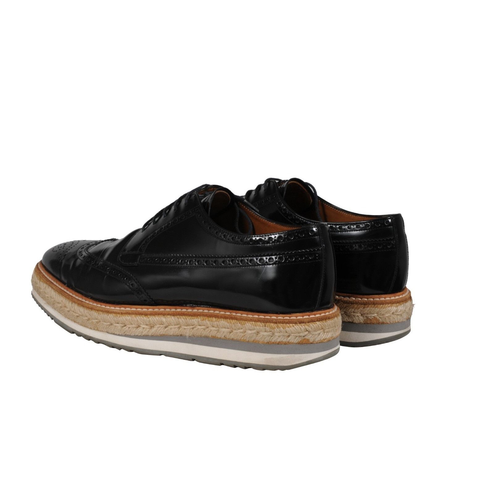 Prada Platform Brogue Black Leather Wingtip - 02481 Size US 8.5 / EU 41-42 - 5 Thumbnail
