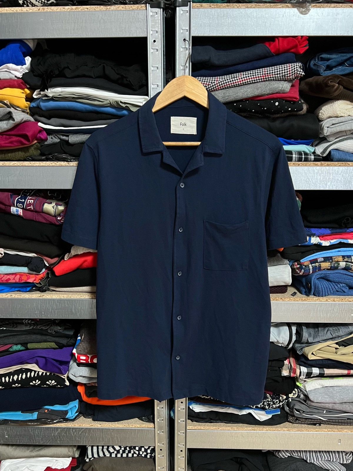 Folk Folk Clothing Navy Cuban Short Sleeve Button Up Shirt Size 3 Size US L / EU 52-54 / 3 - 1 Thumbnail